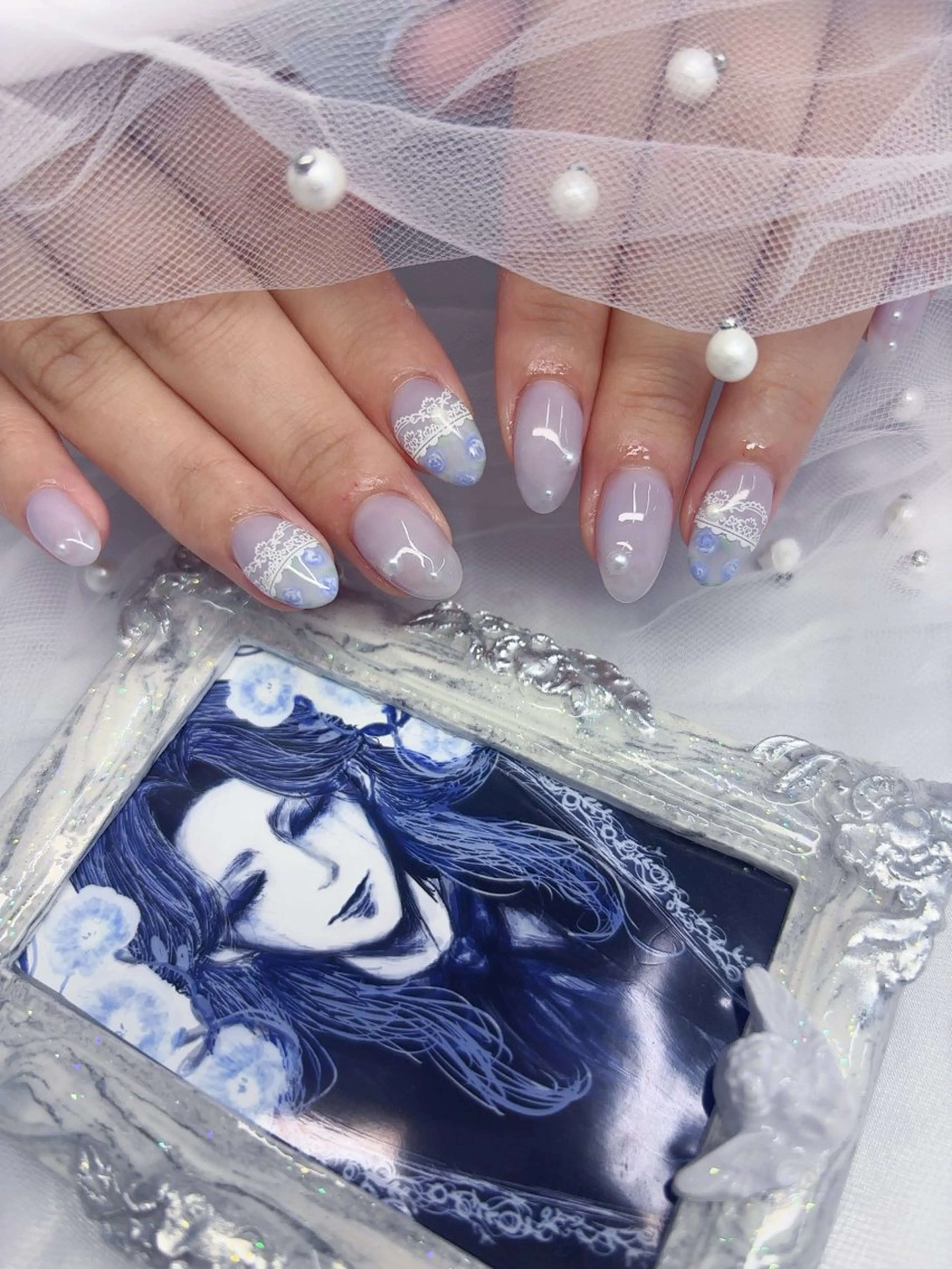 ネイル オーロラネイル ドット フットネイル 氷ネイル・うるうるネイル キラキラネイル ハンドネイル Lance nailのネイルデザイン