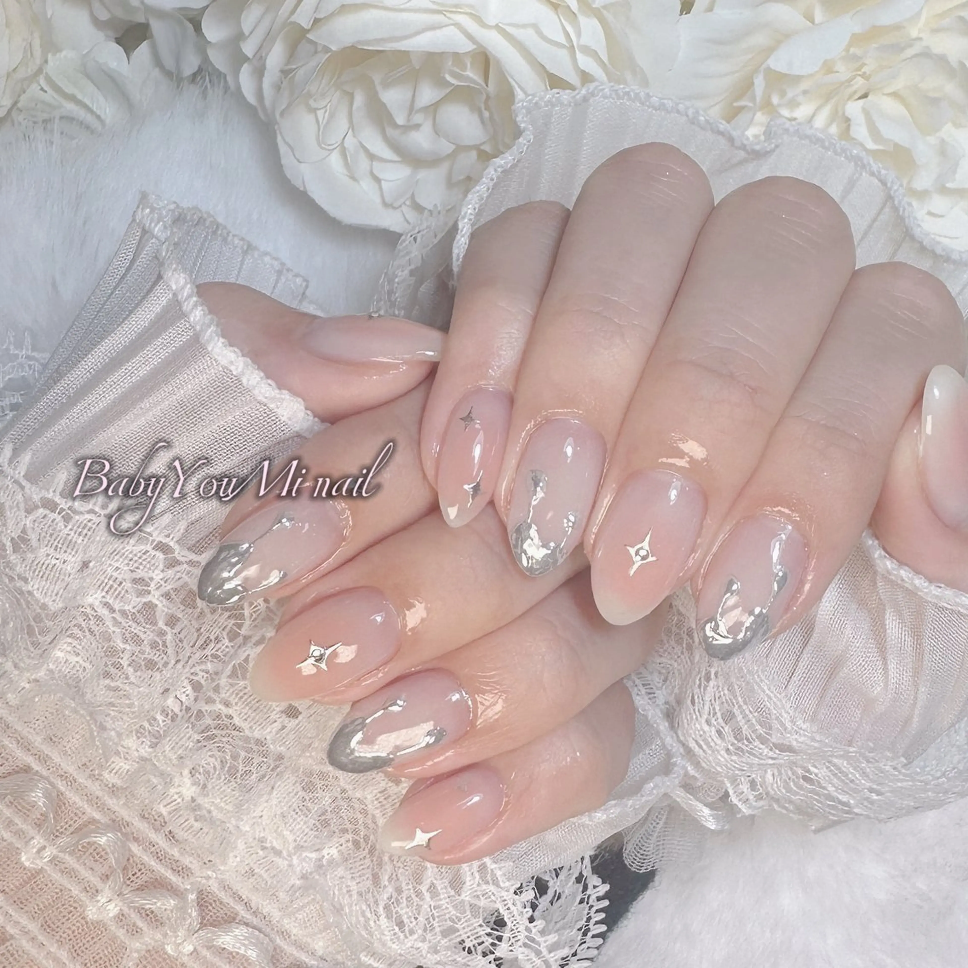 ネイル オーロラネイル 成人式 フットネイル フレンチネイル ジェルネイル ハンドネイル BabyYouMi nailのネイルデザイン