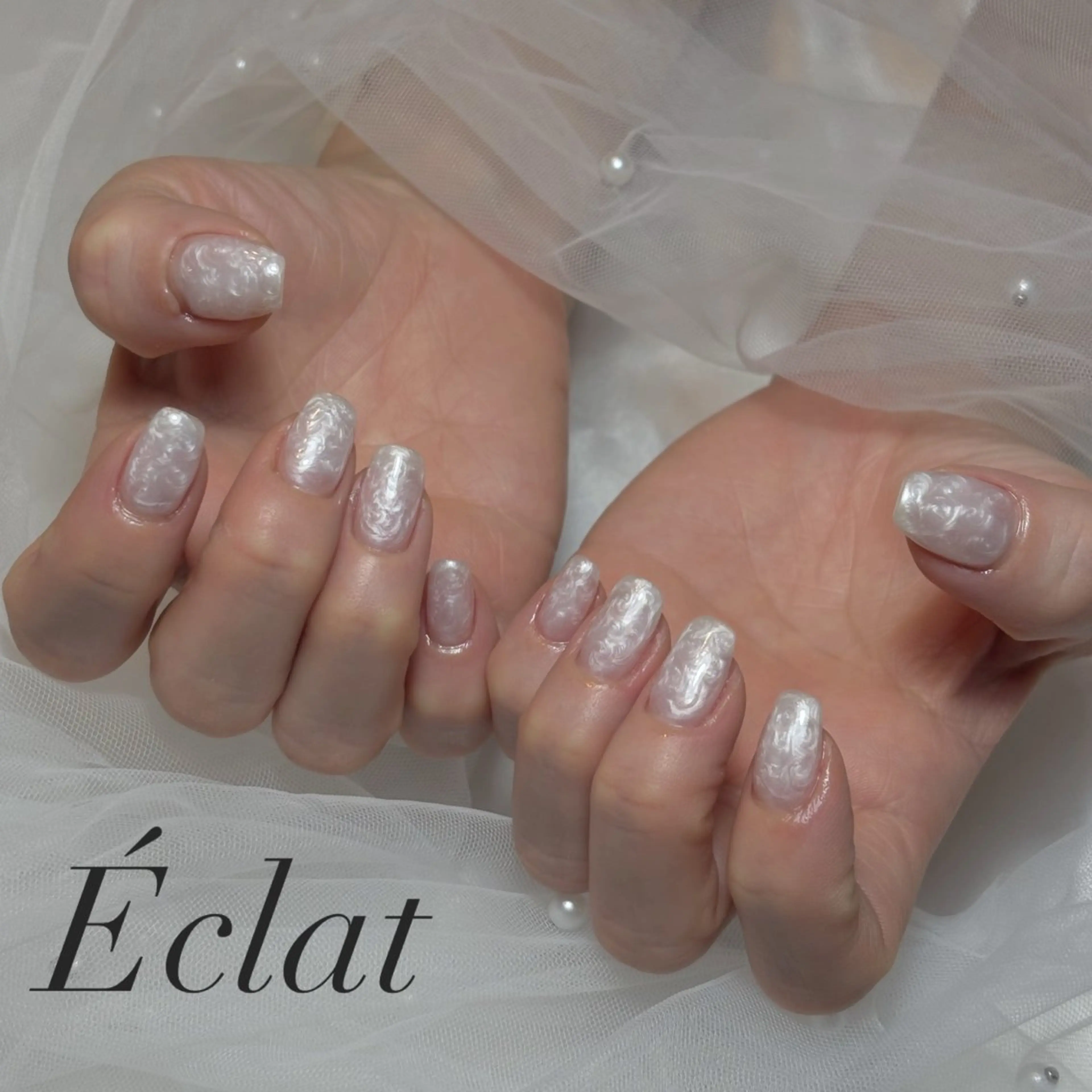 ネイル ワンカラーネイル ホワイト ハンドネイル nail salon Éclatのネイルデザイン