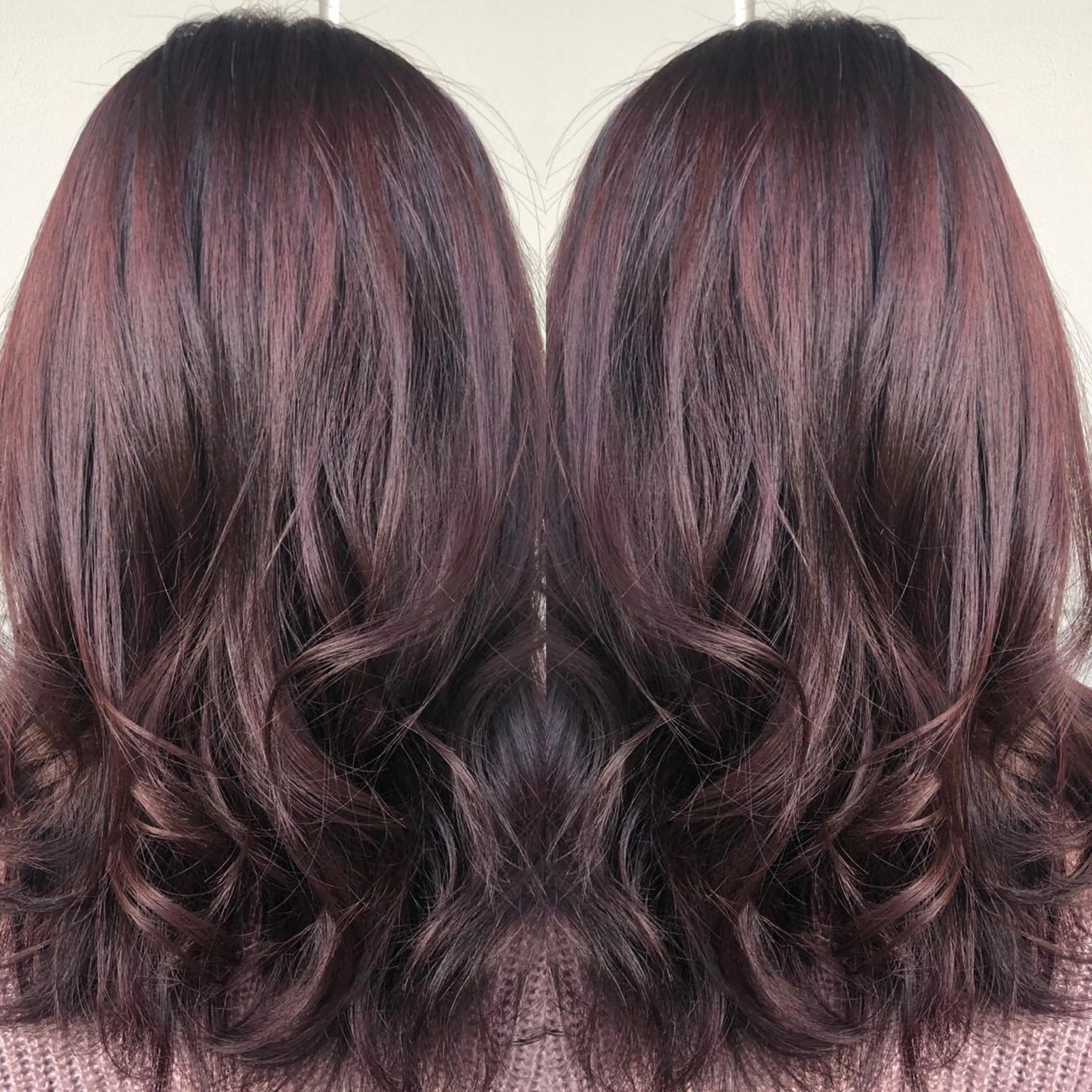 ミディアム カラー ピンクカラー ローズカラー こやま りほのヘアスタイル