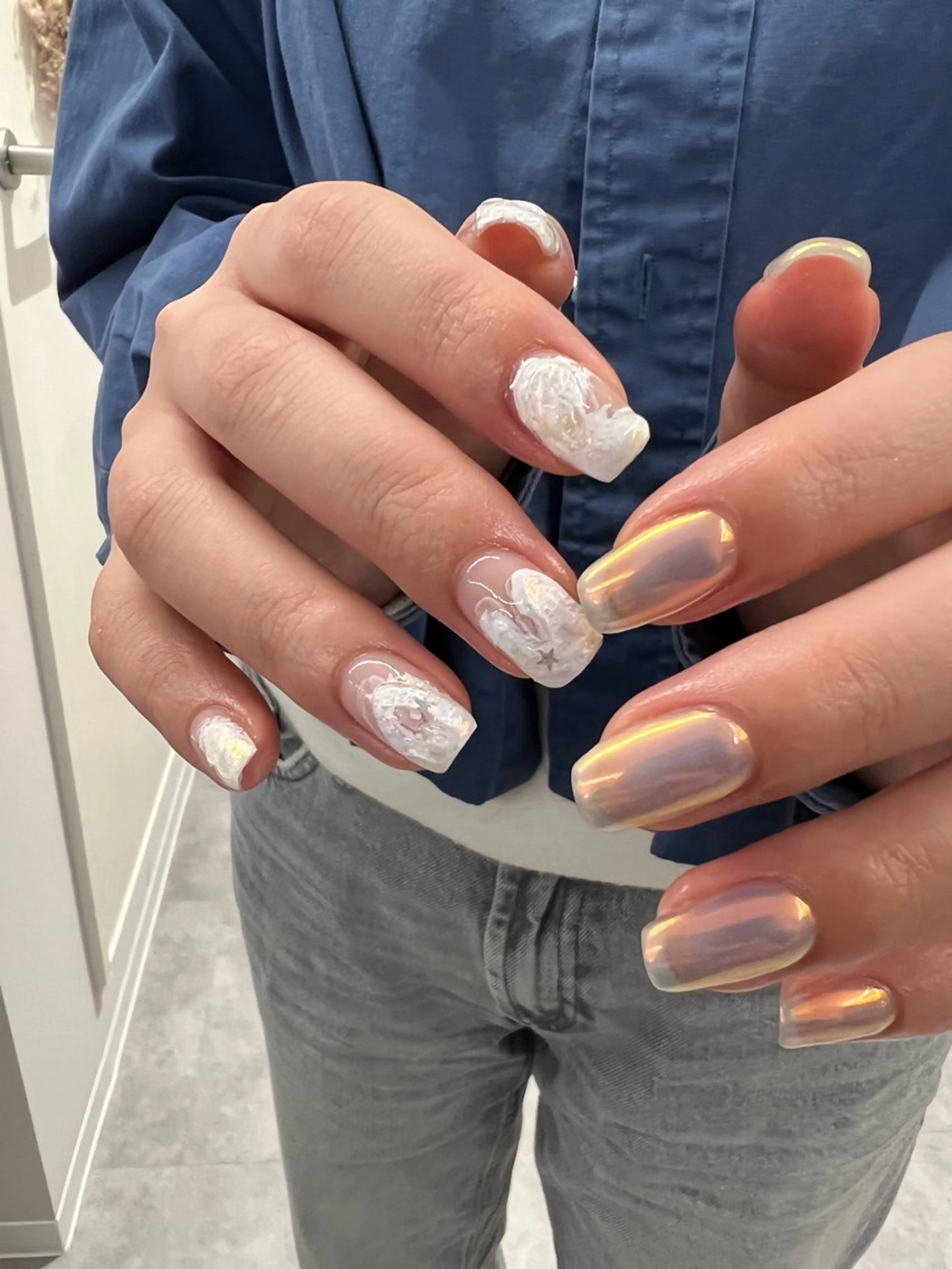 ネイル オーロラネイル フラッシュネイル ジェルネイル 韓国ネイル メンズネイル ハンドネイル ハンドケア Bana_ Nailのネイルデザイン