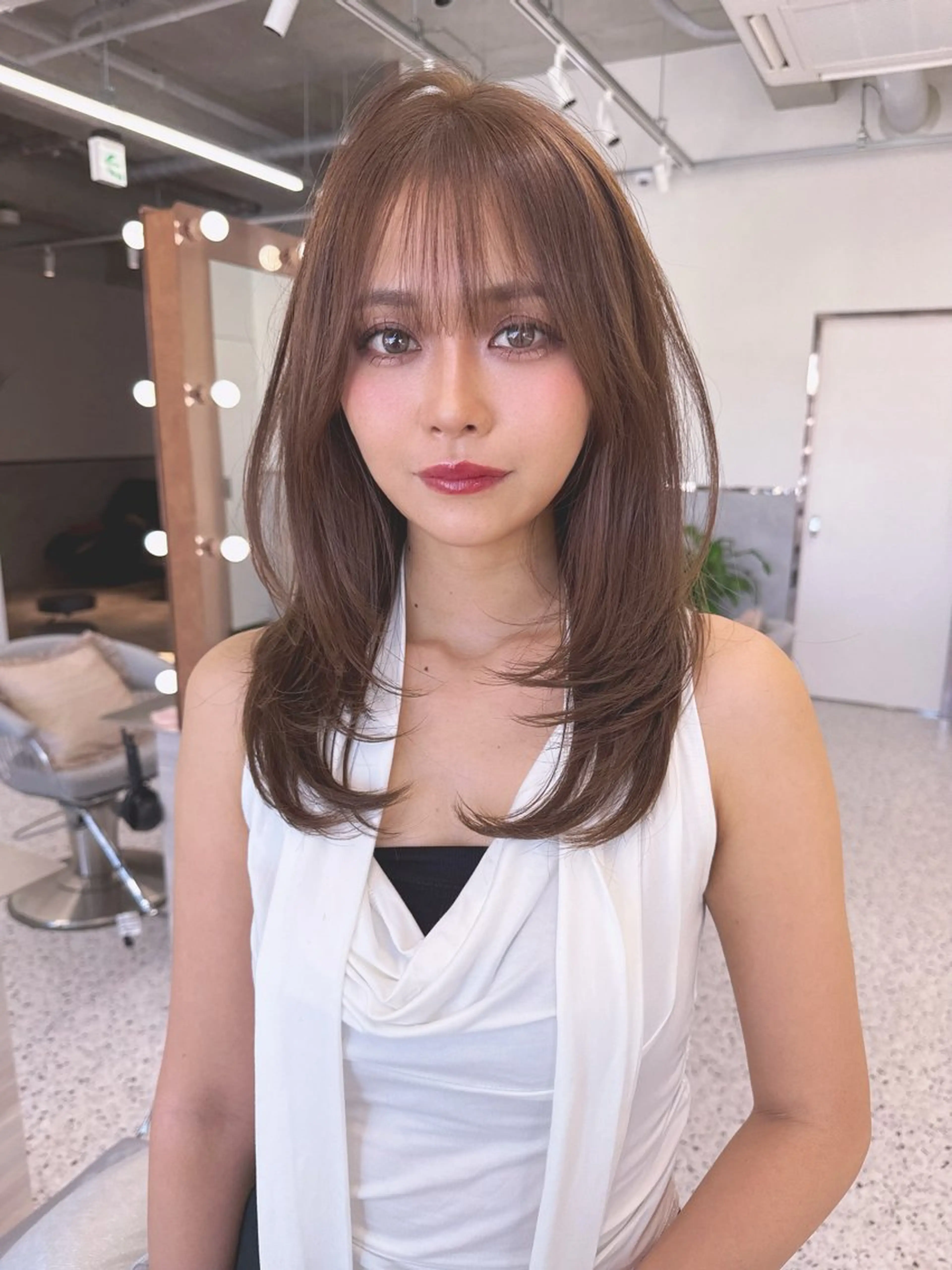 セミロング カラー 透明感カラー レイヤーカット 小顔カット カット ヘアカラー トリートメント ✨レイヤー/韓国 /✨ヘア山下　遥のヘアスタイル