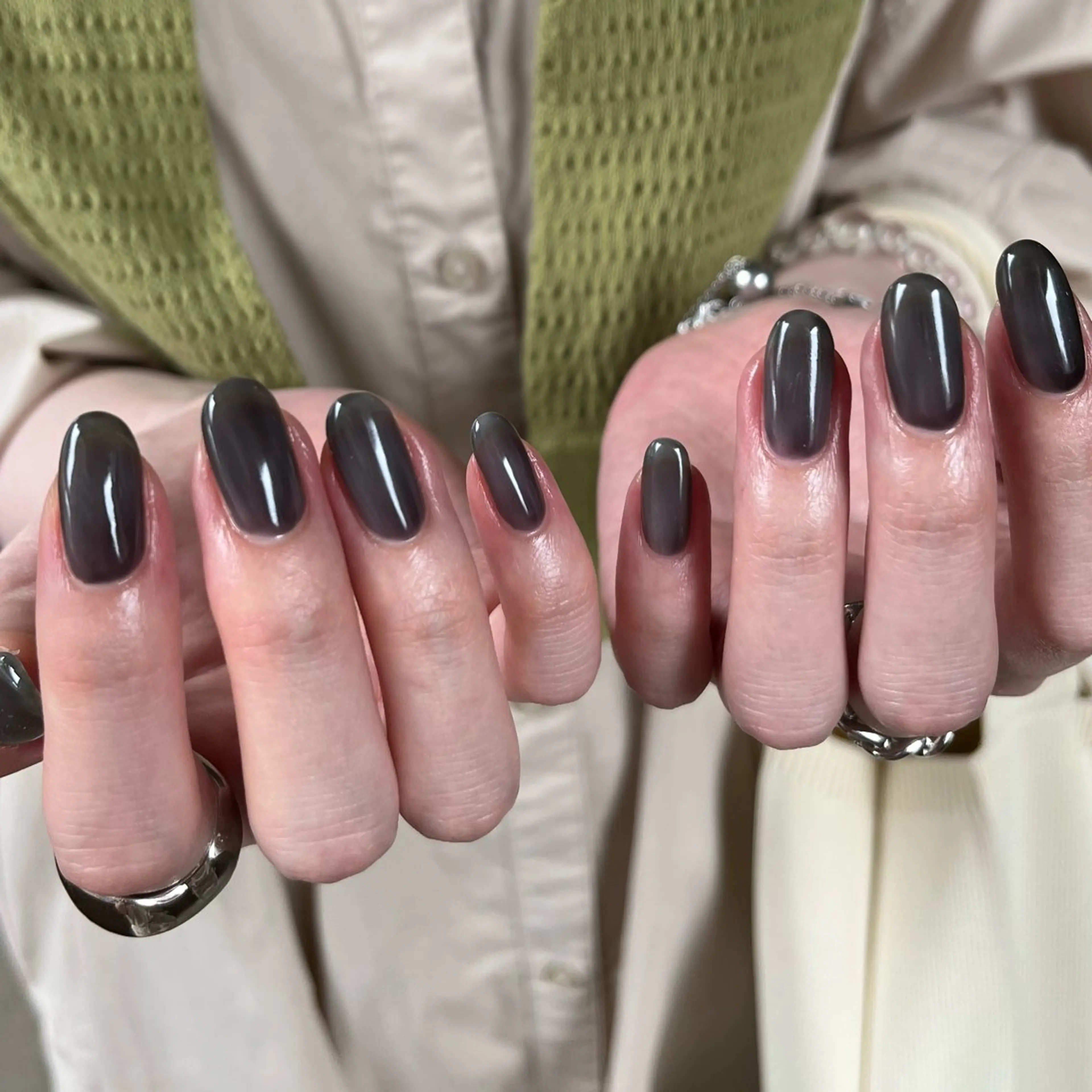 ネイル グリーン ハンドネイル vegh. nail／阿波座のネイルデザイン