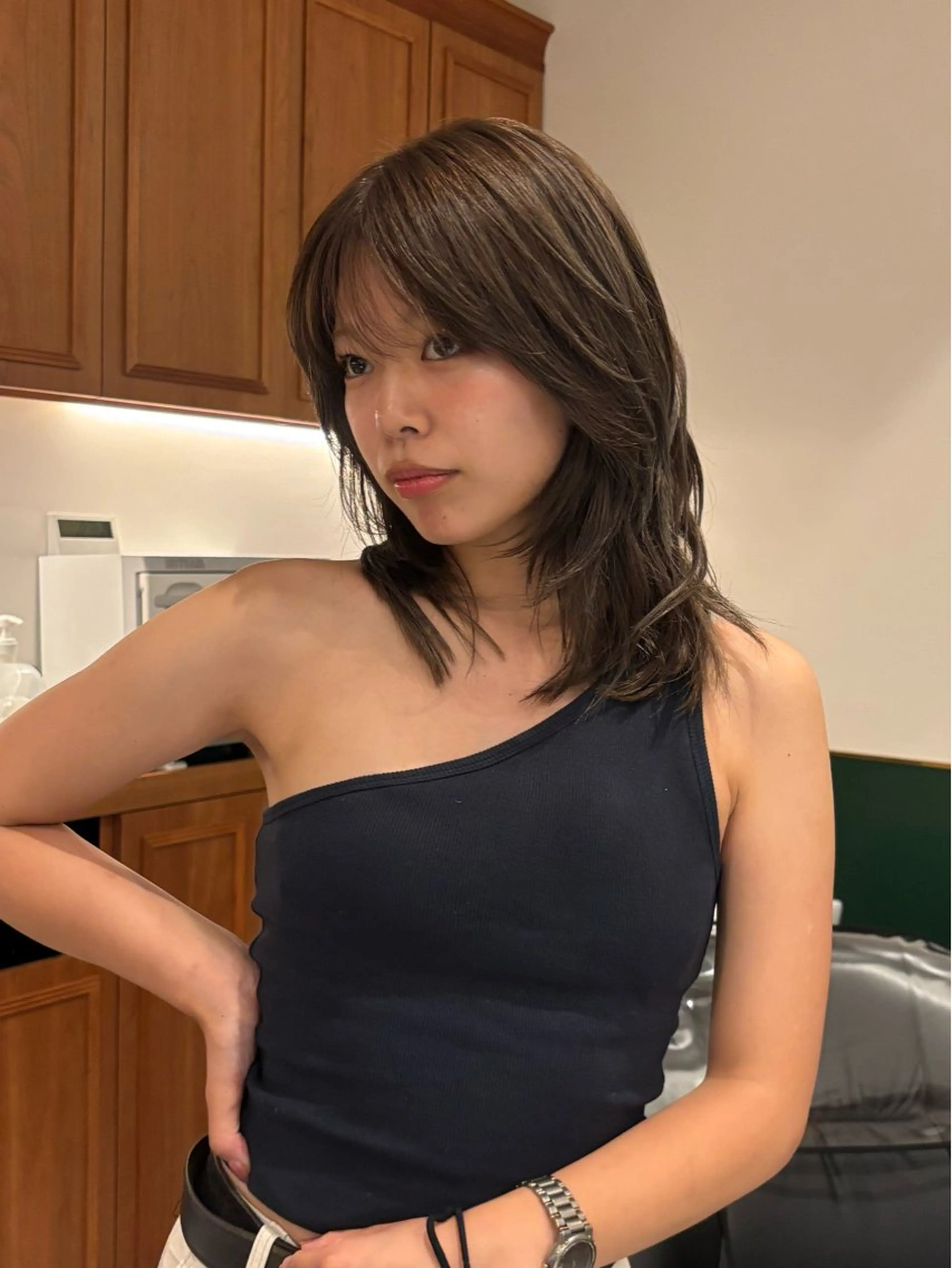 ミディアム レイヤーカット カット ヘアカラー レイヤーカット\ウル フ　chinatsuのヘアスタイル