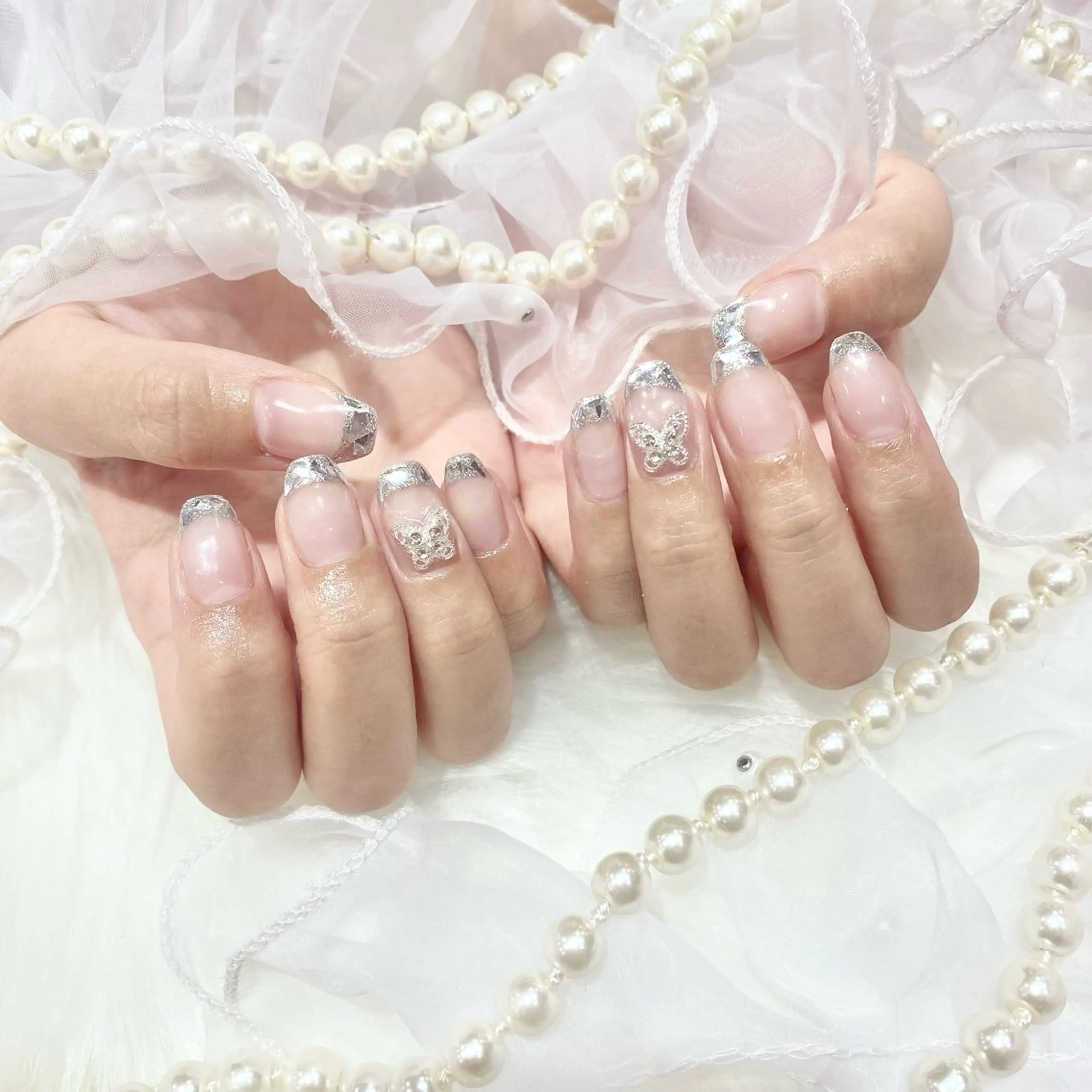 【HAND】オフあり🍒ガラスフレンチ(クリアベース)の写真