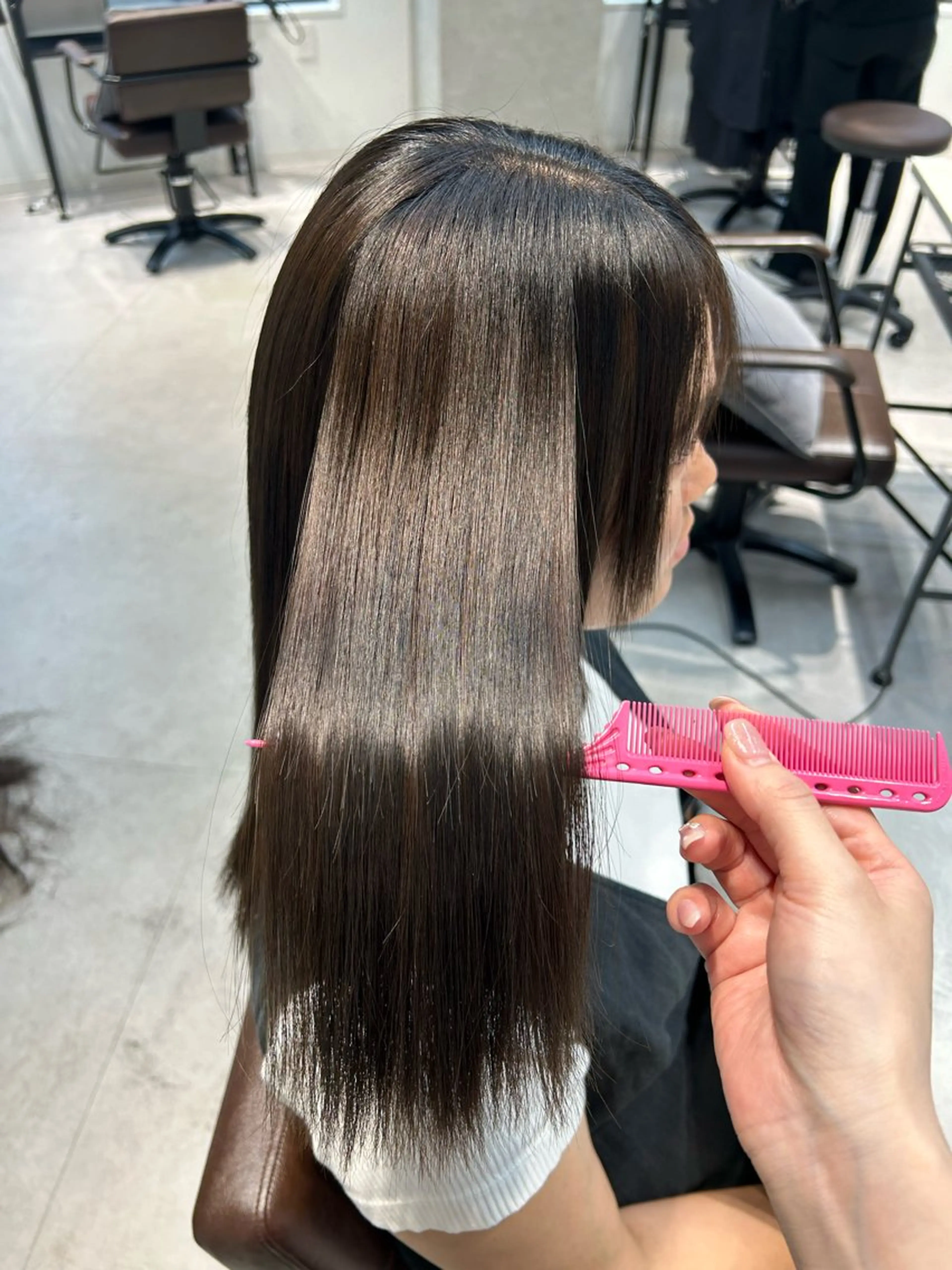 ロング カラー カット ヘアカラー ninaアイドル前髪 ×透明感🎀のヘアスタイル