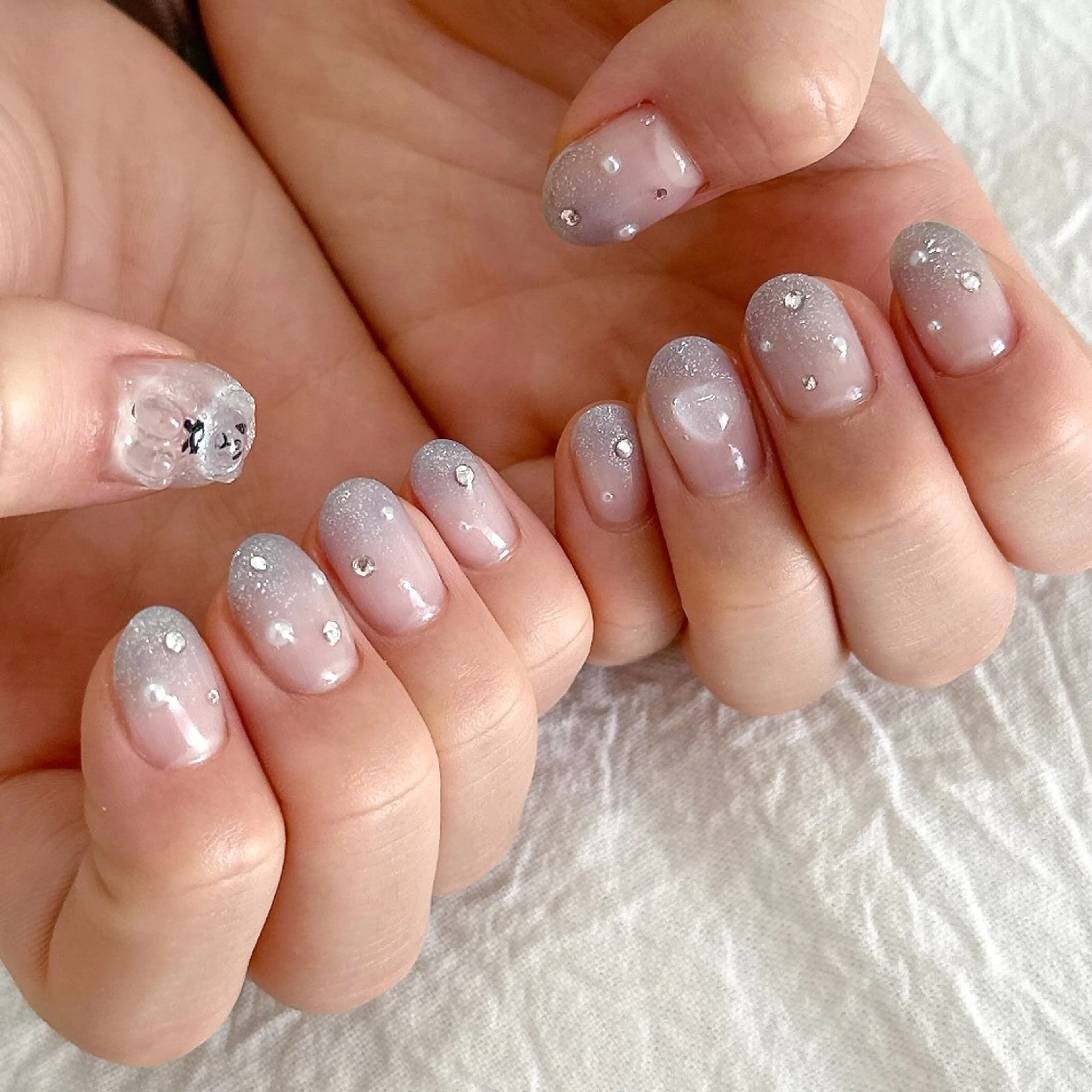 ネイル ハート ラメ(グリッター) ラメグラデーション ハンドネイル peaberry nailのネイルデザイン