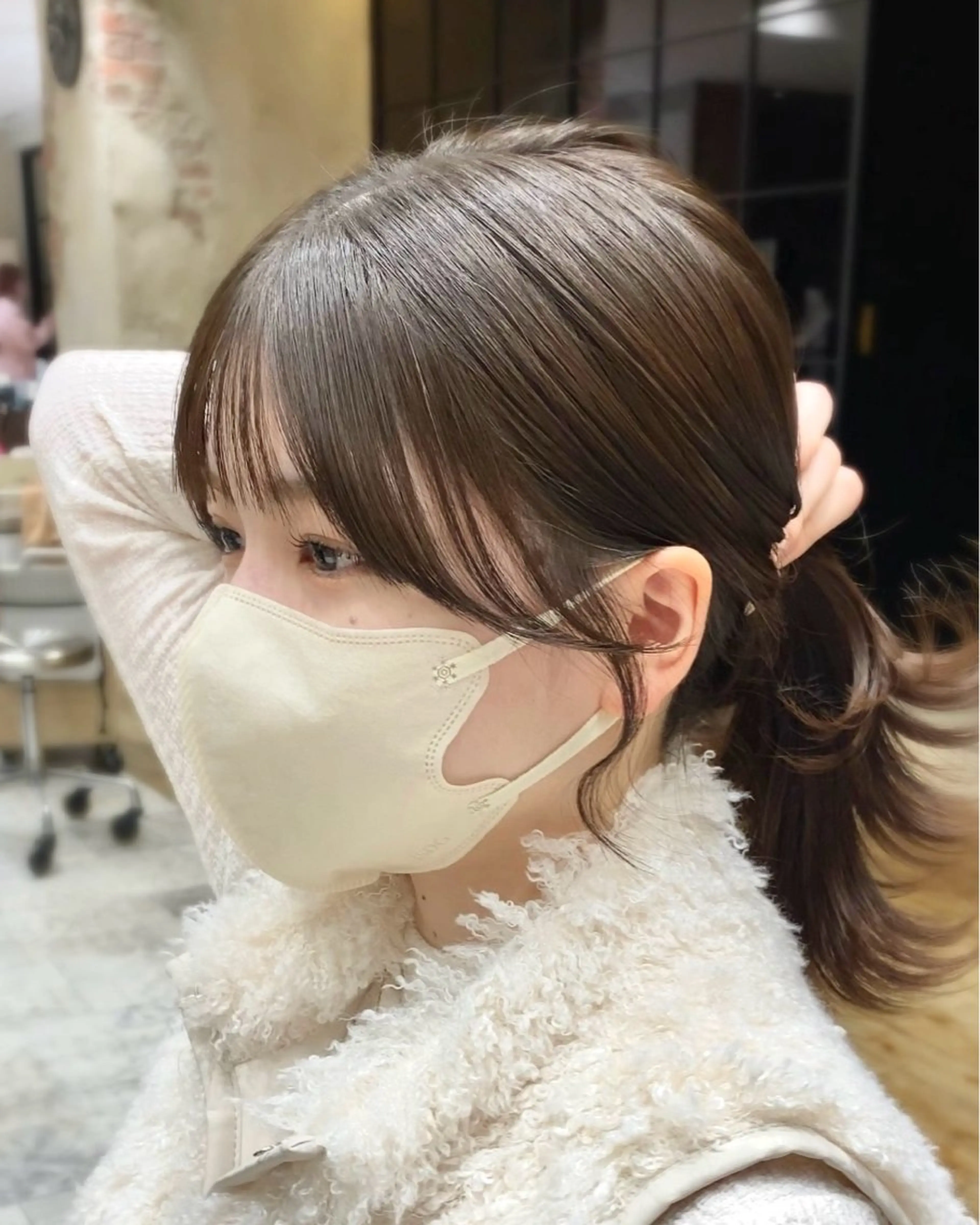 ミディアム カラー 顔まわりカット🌟 くびれヘア/寺門遥輝のヘアスタイル