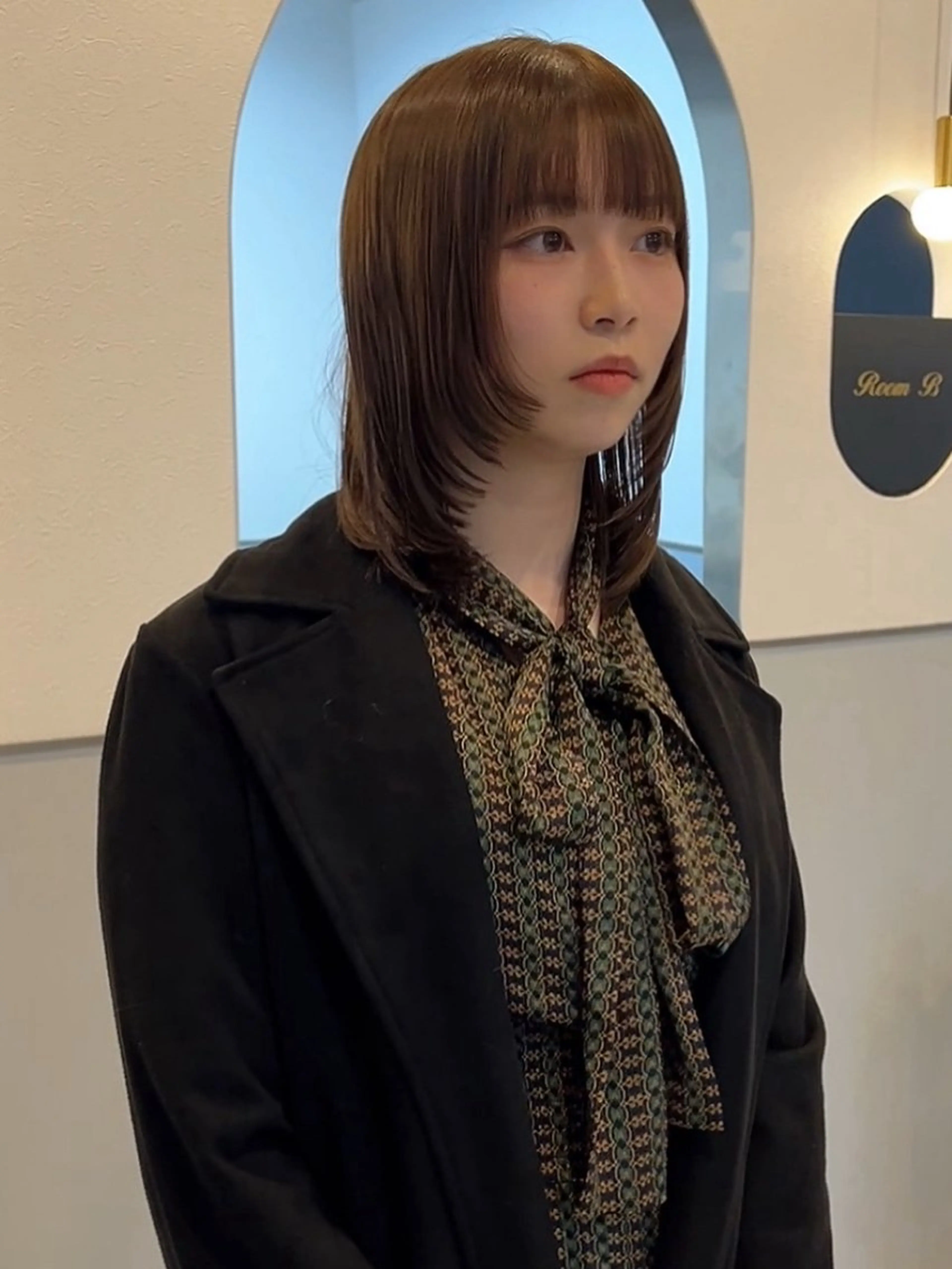 ミディアム カラー ベージュカラー レイヤーカット ハッシュカット レイヤーカット　熊谷のヘアスタイル