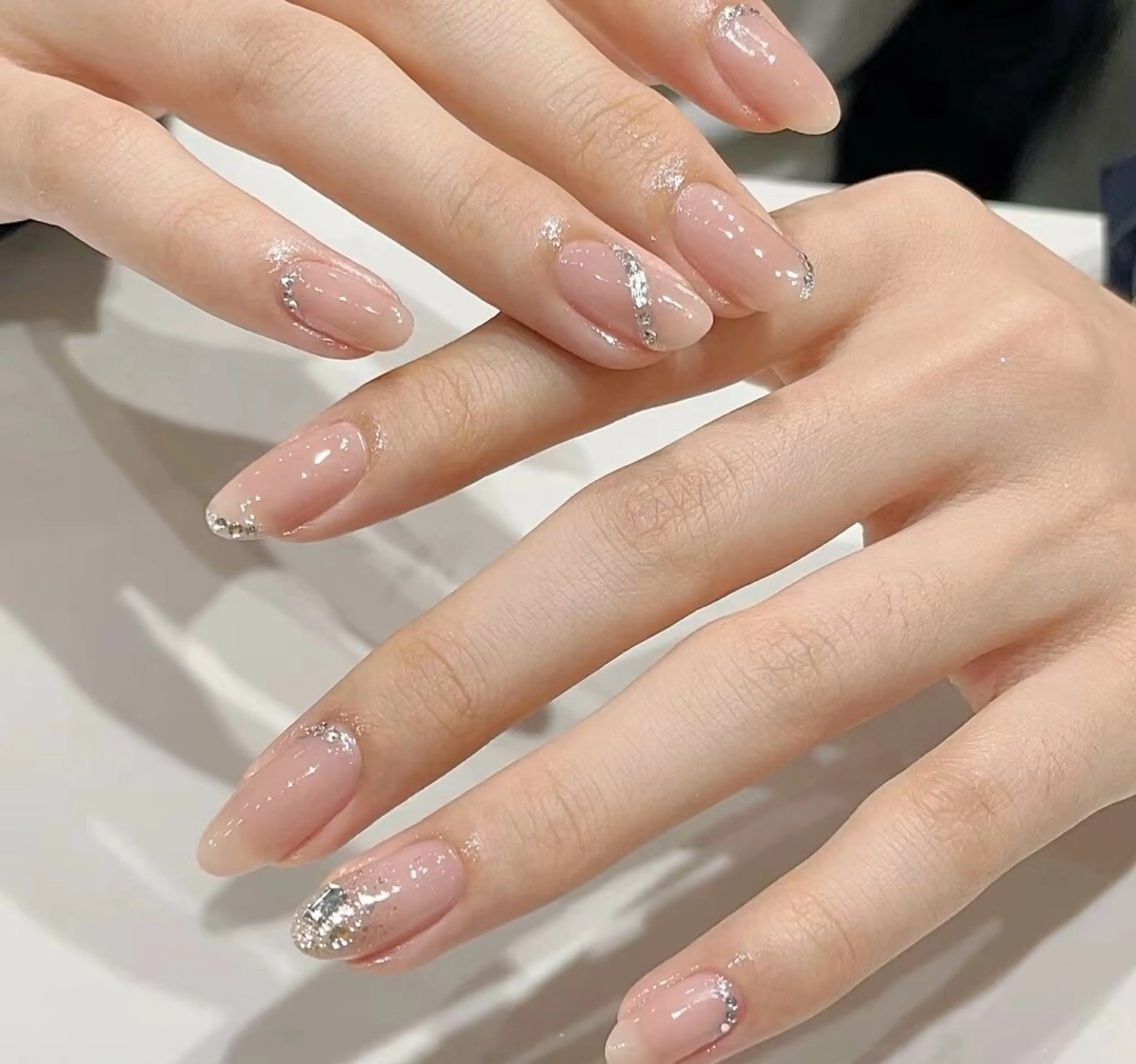 ネイル チークネイル 長さ出し フレンチネイル ガーリー 韓国ネイル sun nail池袋 モデル募集のネイルデザイン