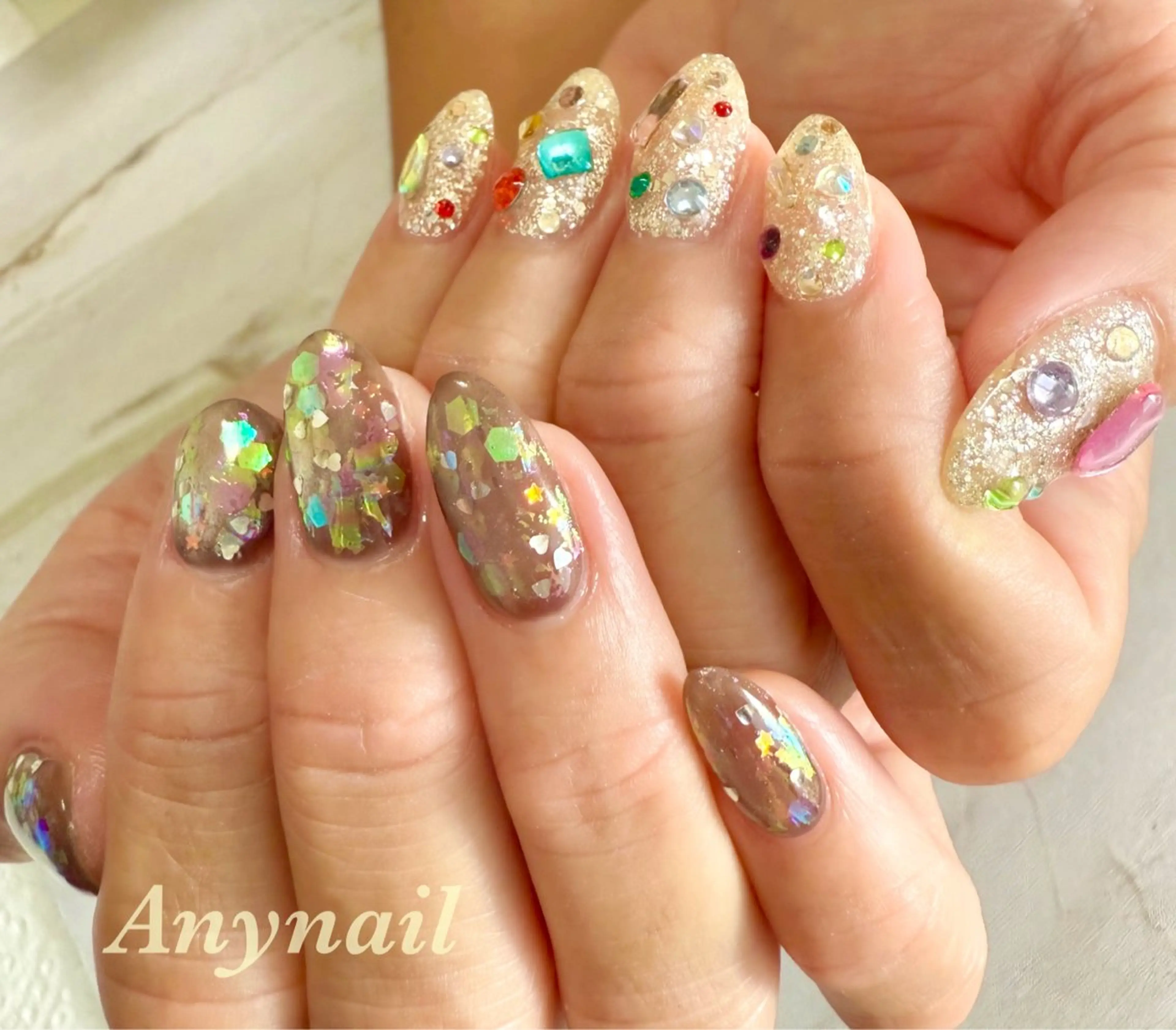 ネイル ブルー ホログラムネイル ラメ(グリッター) マグネットネイル 持ち込み 岩澤 恵子のネイルデザイン