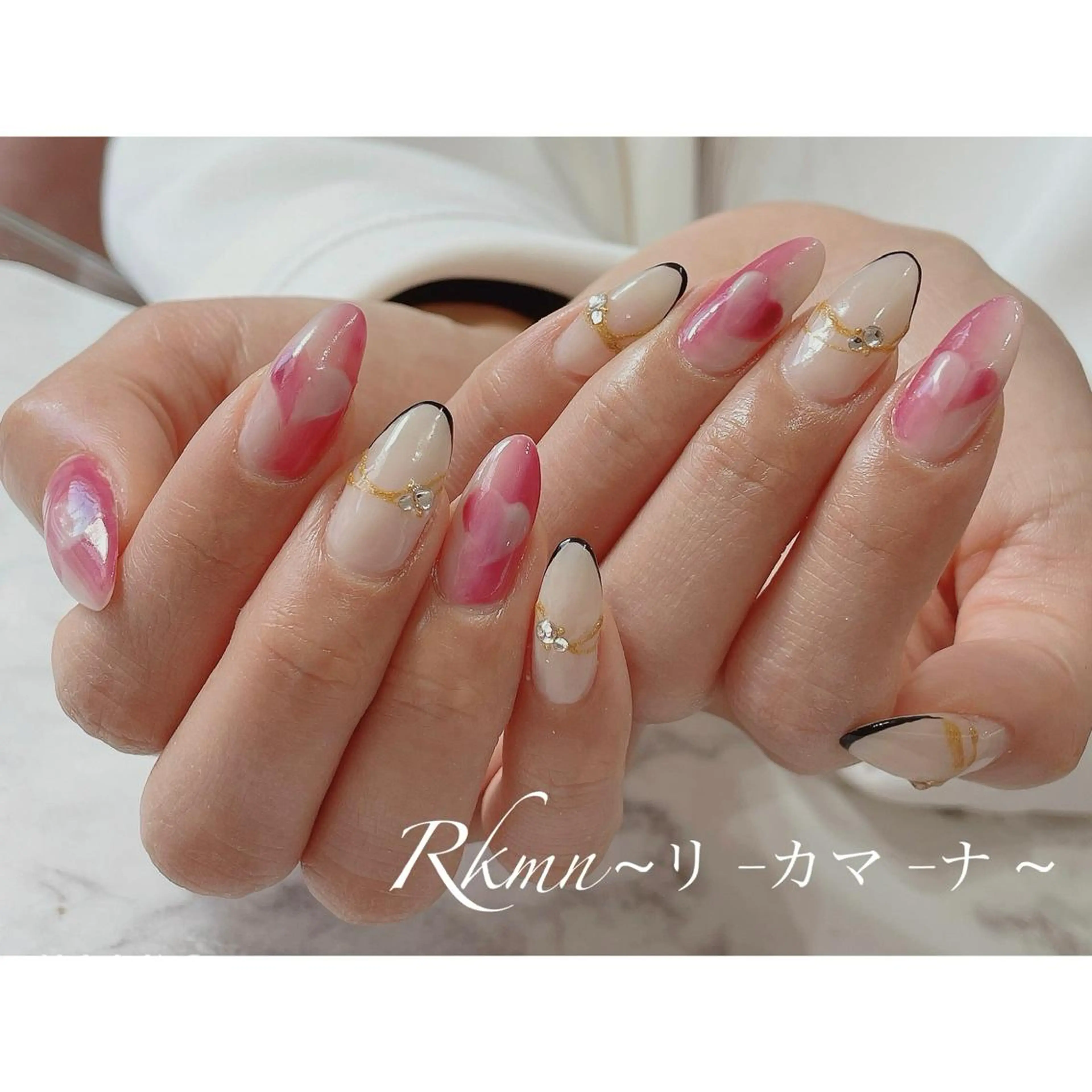 ネイル アートネイル ハート 春ネイル ハンドネイル フットネイル ハンドケア Rkmn ~リ-カマ-ナ~のネイルデザイン