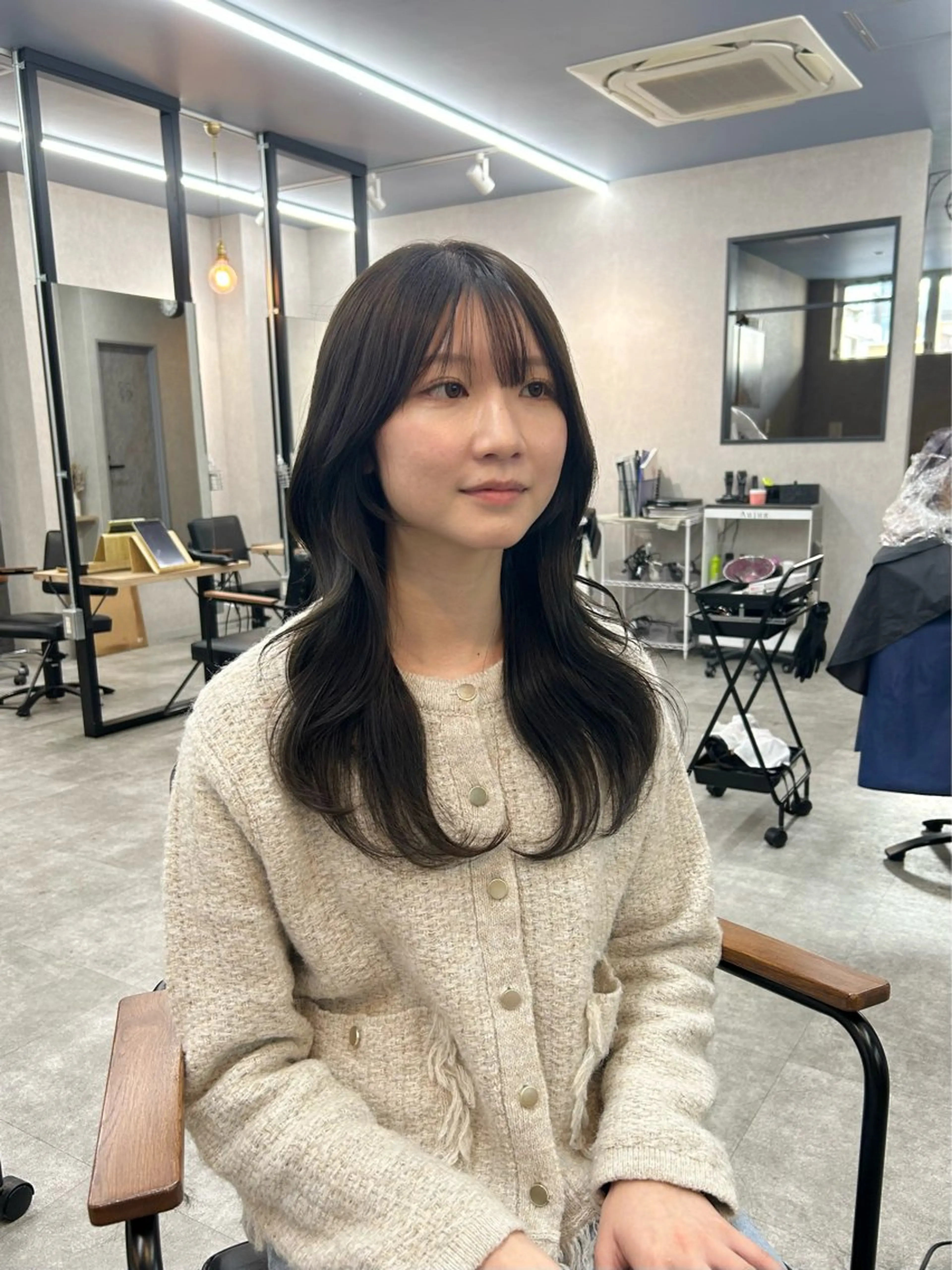セミロング カラー カット ヘアカラー トリートメント いなみね はるきのヘアスタイル