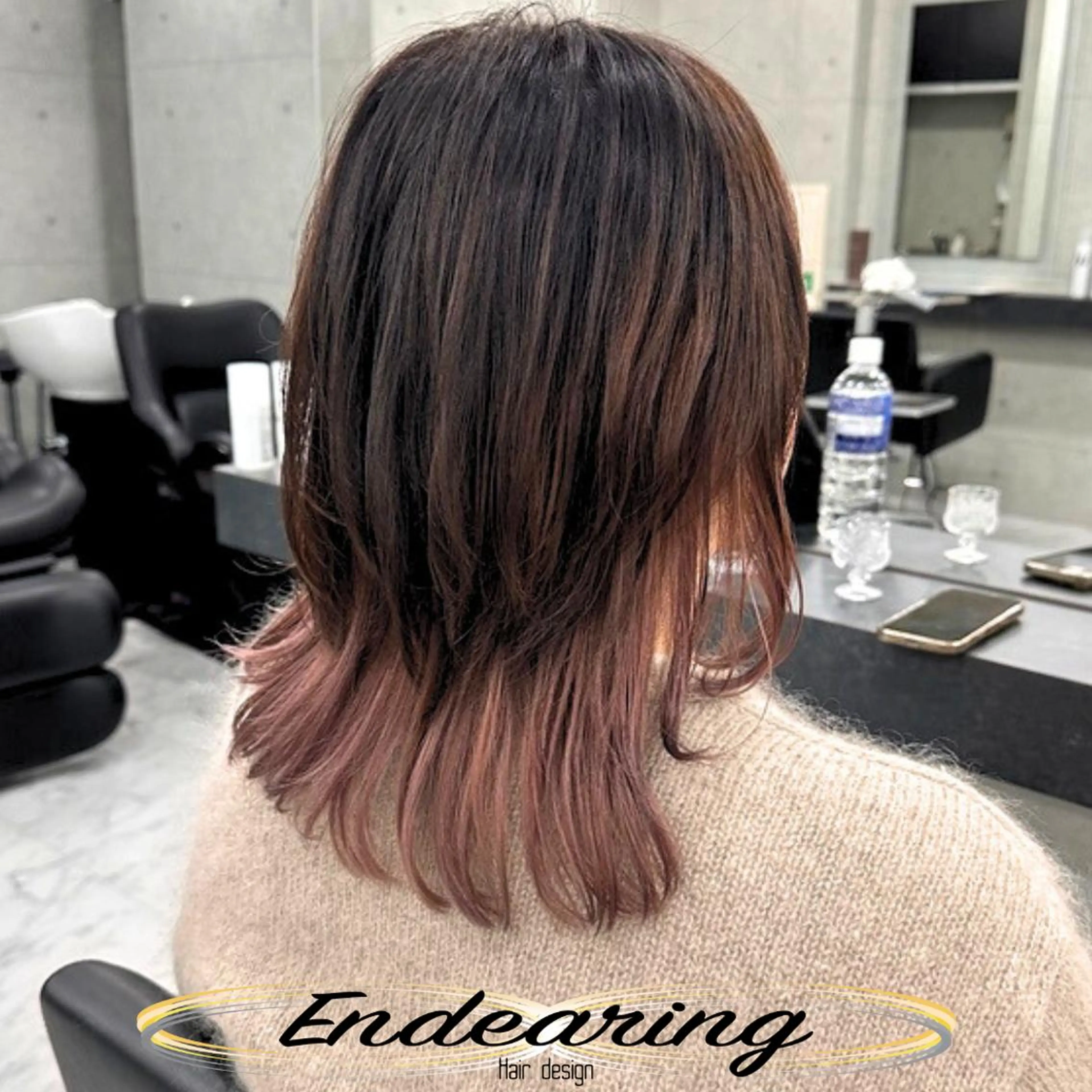 カラー ブリーチ 透明感カラー ピンクカラー カット ヘアカラー Endearing 銀座/レイヤーカットのヘアスタイル