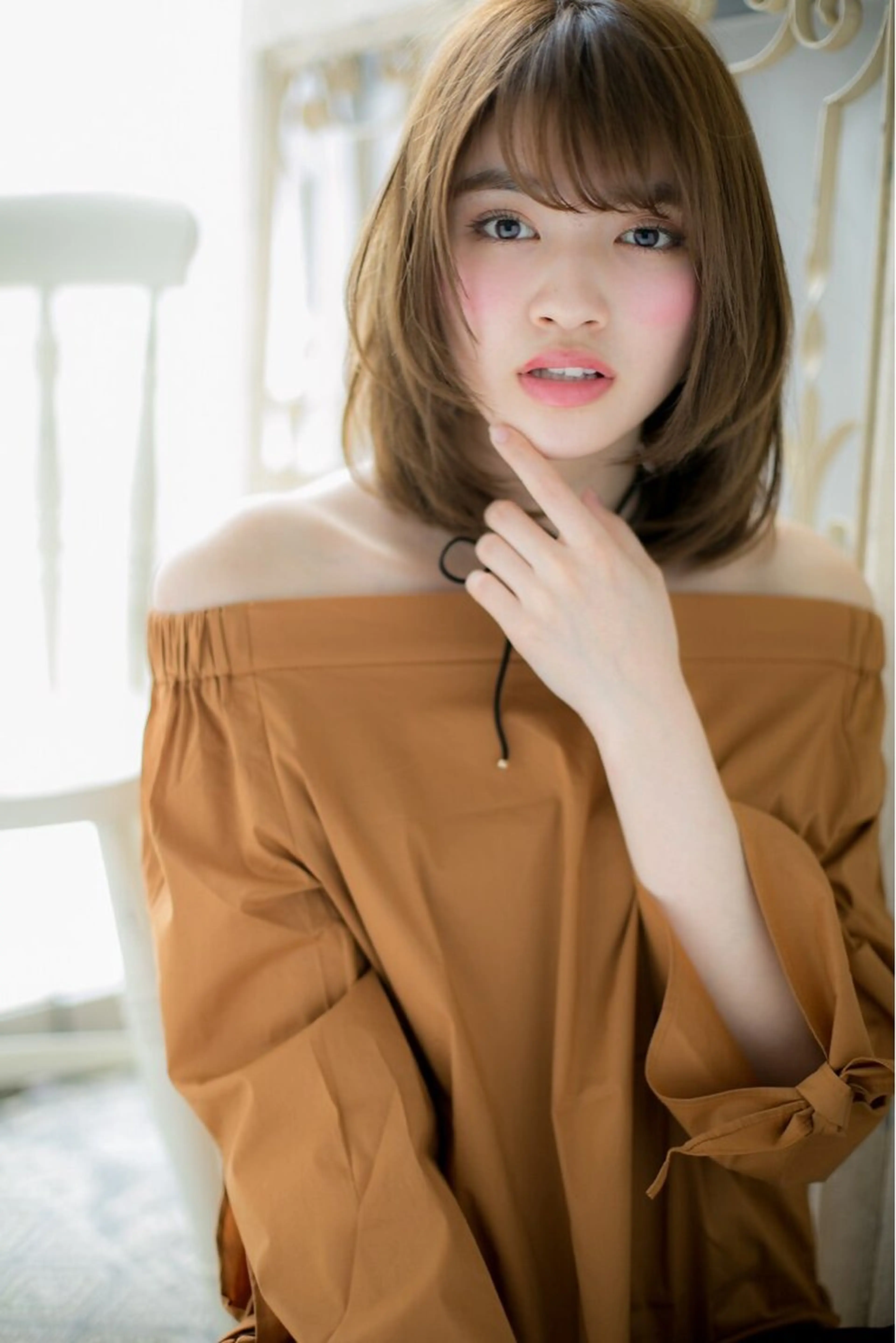 ミディアム 縮毛矯正×髪質改善 カラー×クロスパーマのヘアスタイル