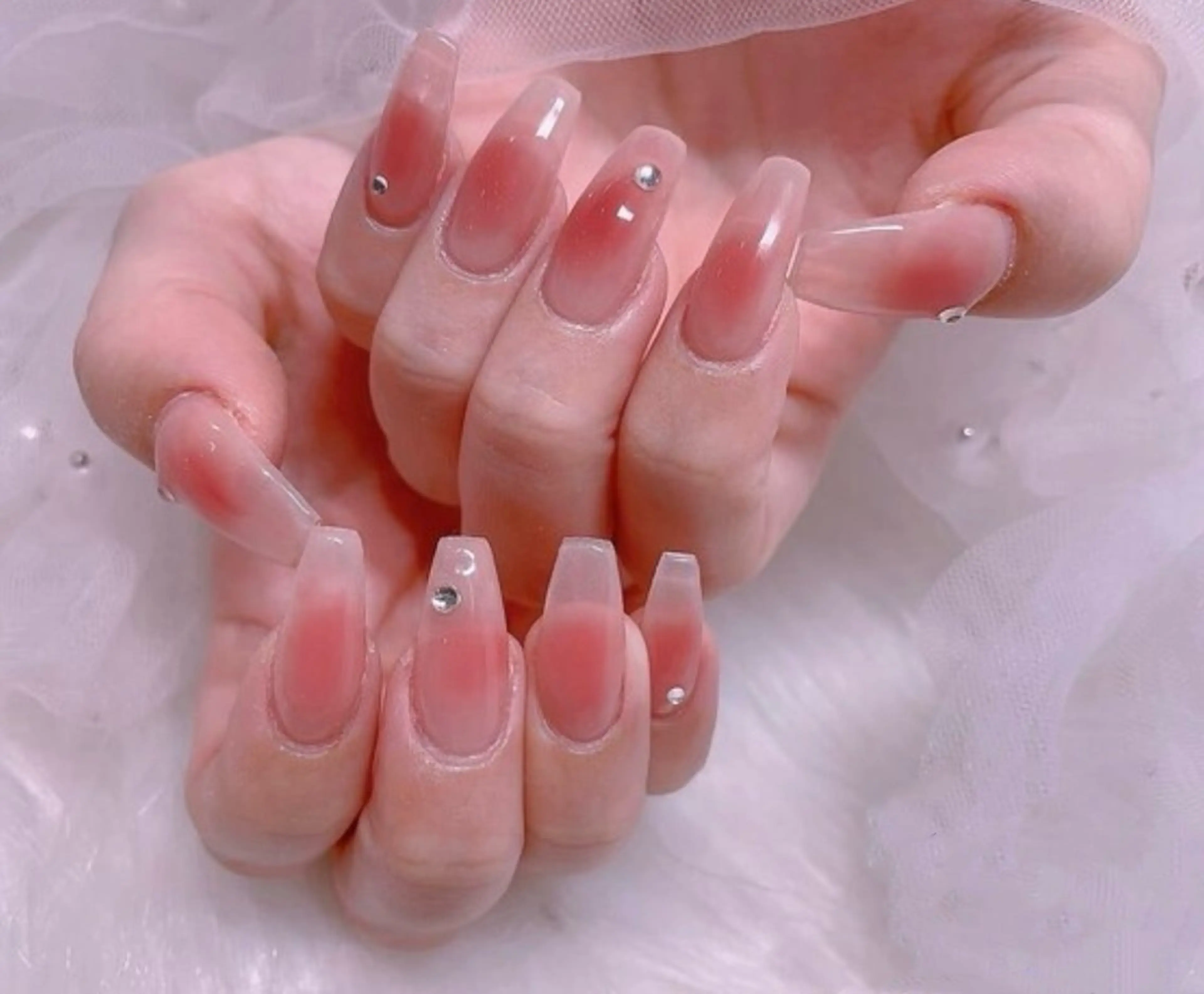 【Hand】チップ長さだし　チークネイル/スートン6個の写真