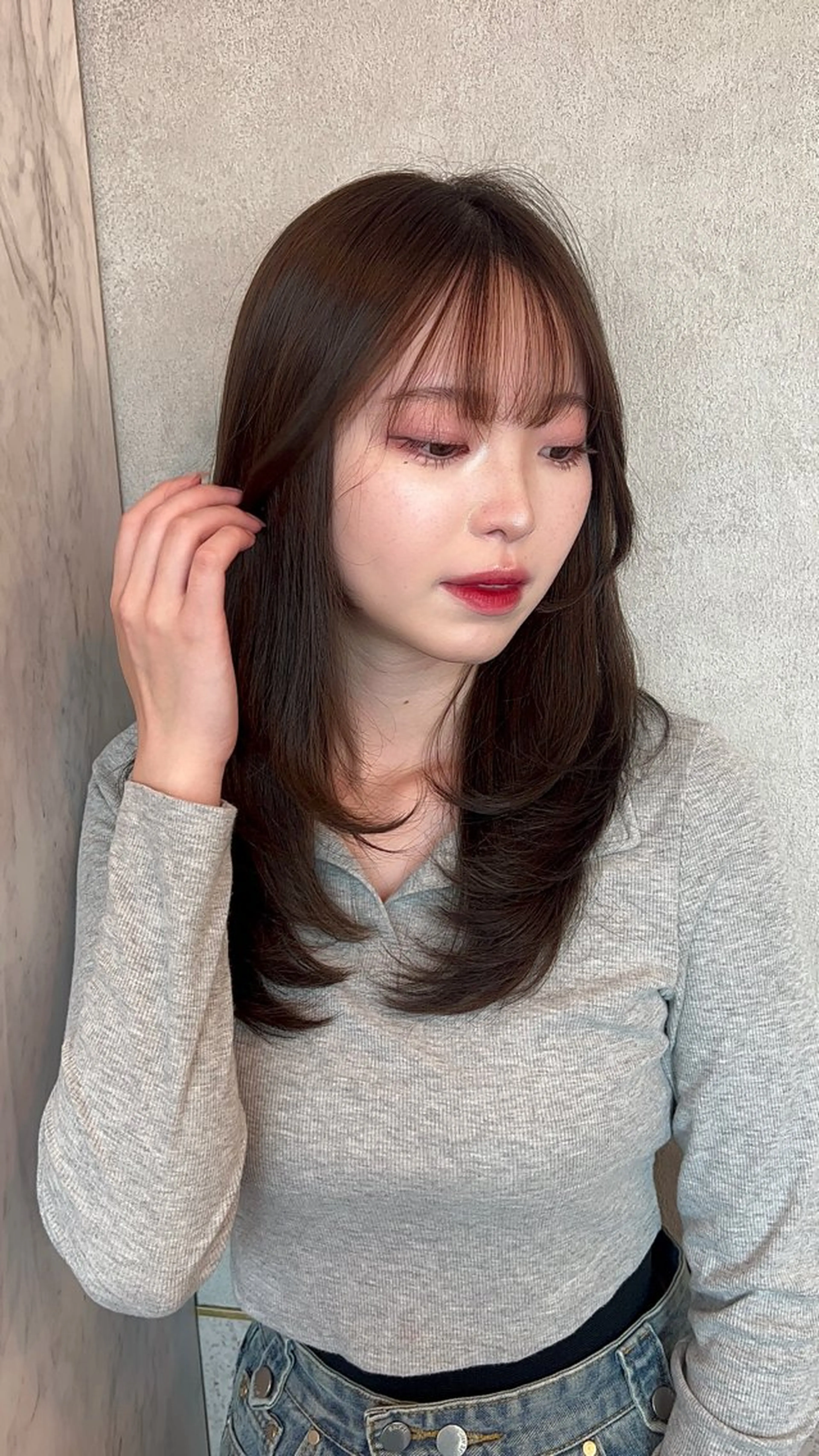 セミロング レイヤーカット カット ヘアカラー トリートメント 🎀しゅな/韓国 レイヤー/透明感♡のヘアスタイル