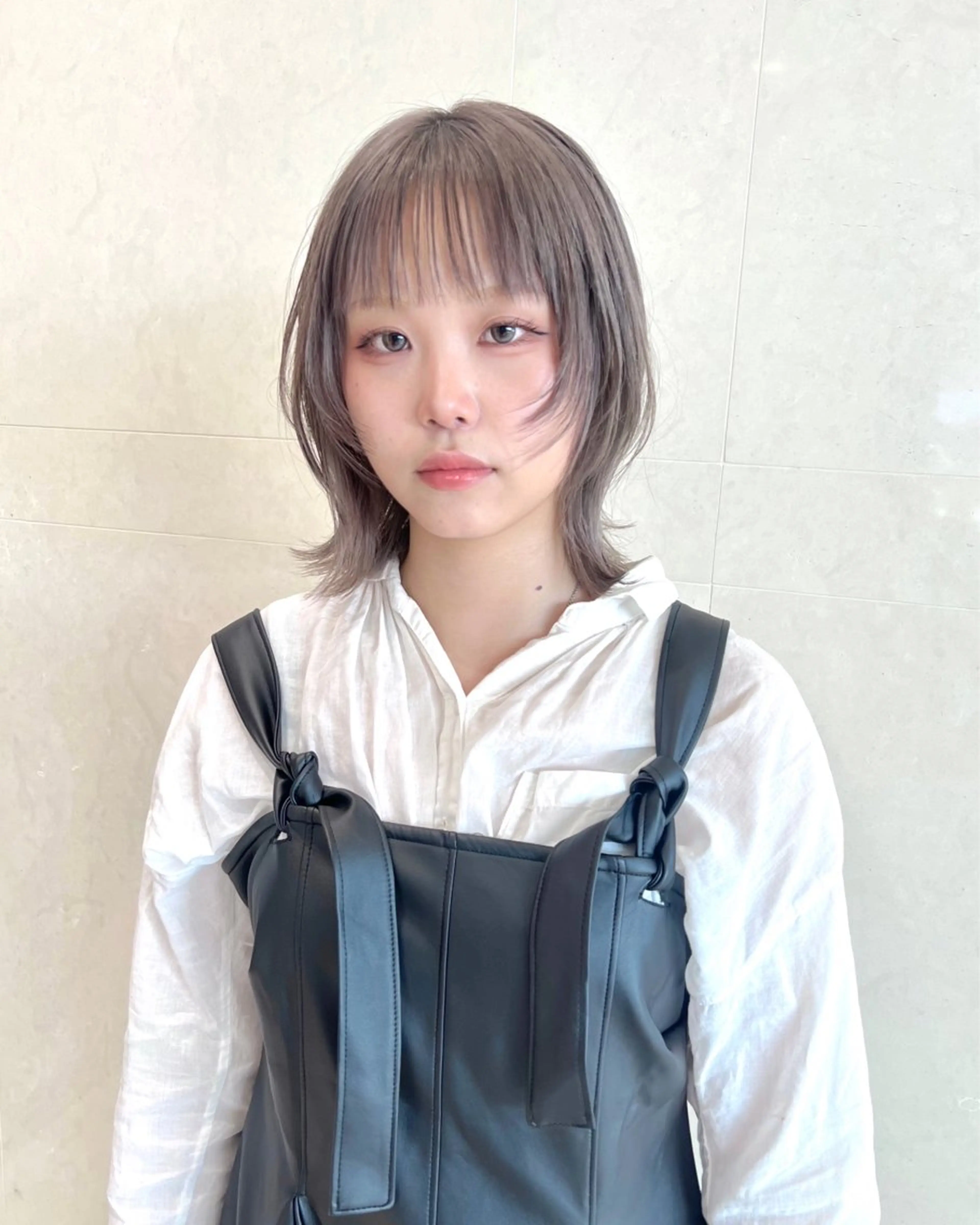 ミディアム ウルフカット フルガキ ハルカ天神美容室のヘアスタイル