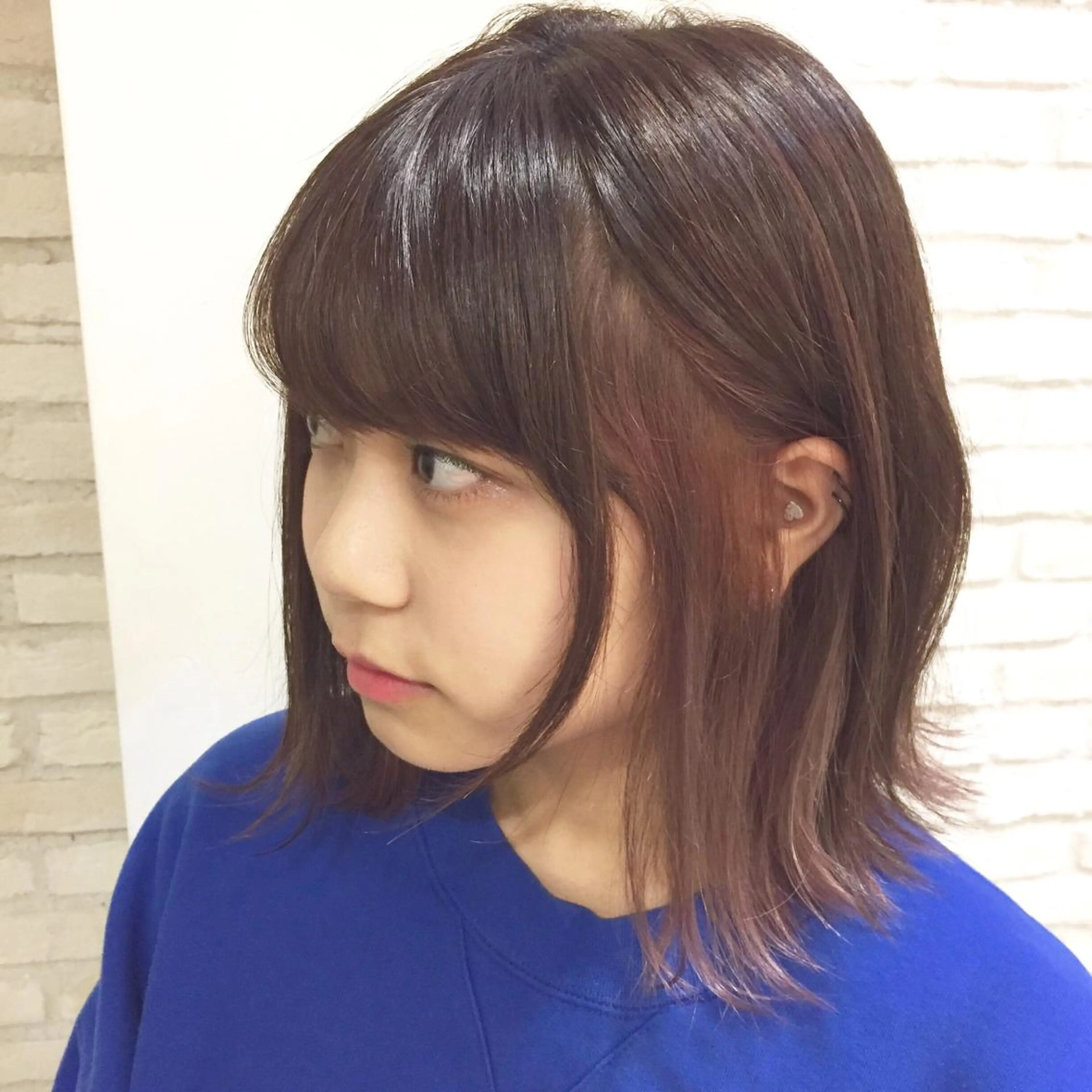 ミディアム カラー ブリーチ インナーカラー ラベンダーカラー オレンジ ピンクカラー HAUS 片山みほのヘアスタイル