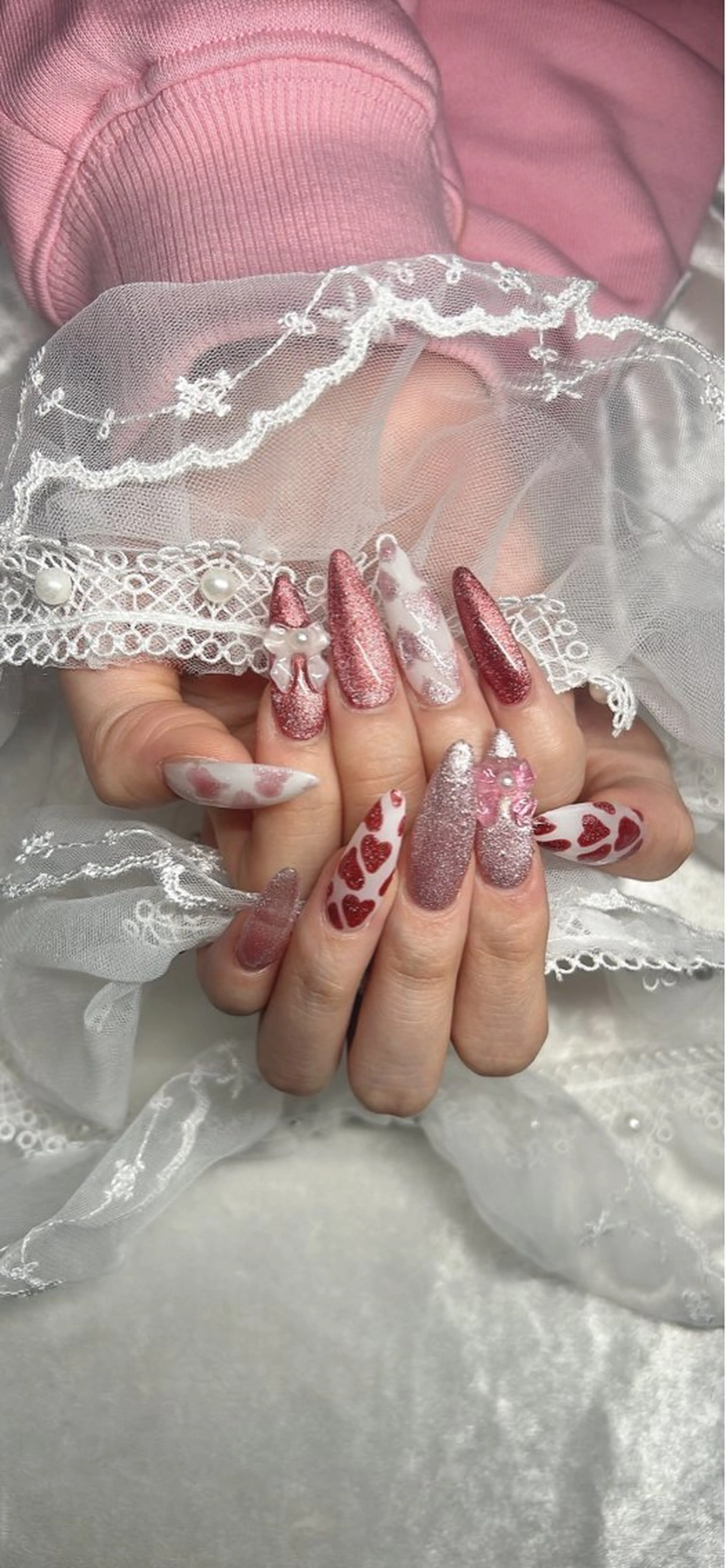 ネイル リボン ハンドネイル Best Nail Yu🎀🫧のネイルデザイン