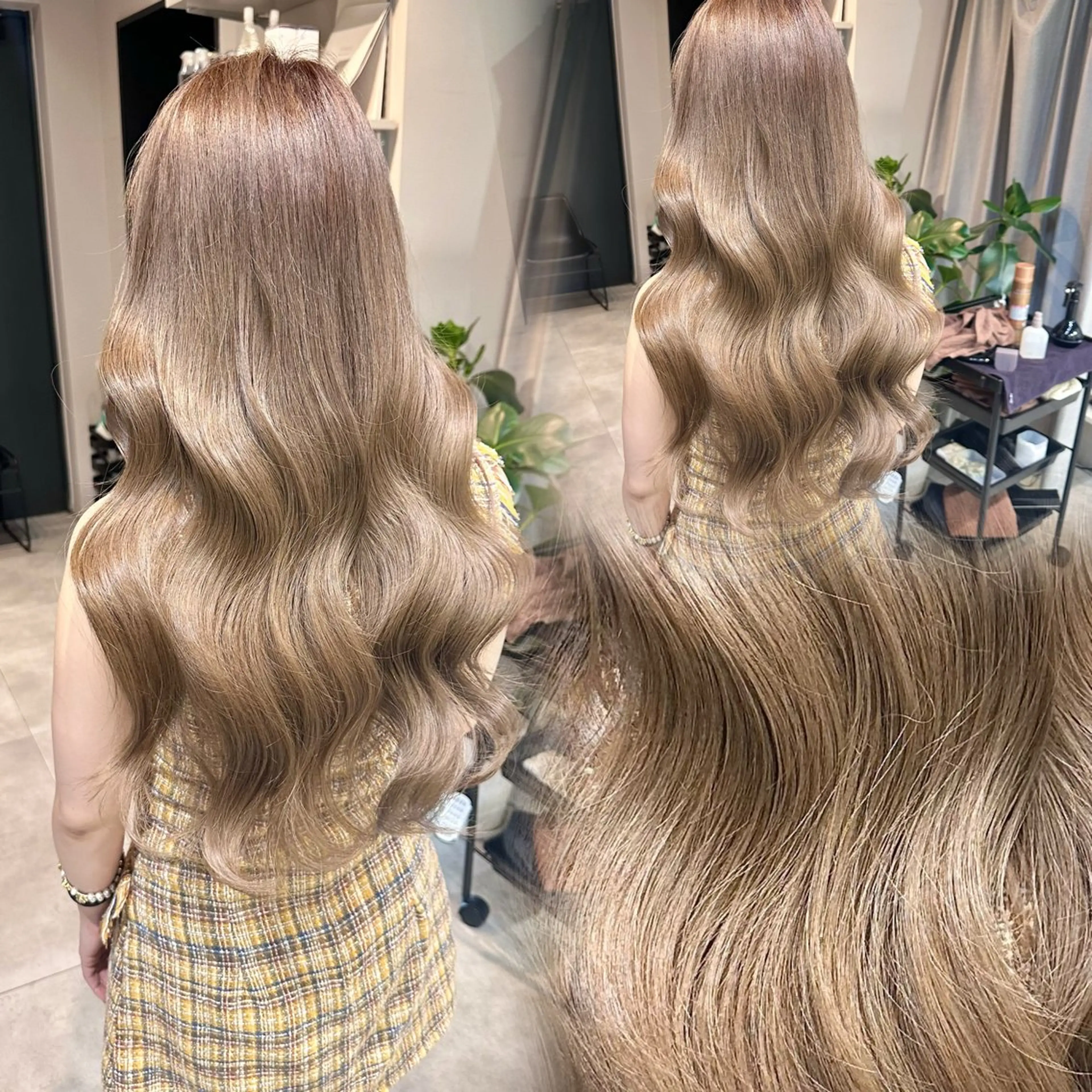 ロング カラー ブリーチ ダブルカラー ブリーチなしカラー ヘアカラー KURO/韓国ヘア /レイヤーカットのヘアスタイル