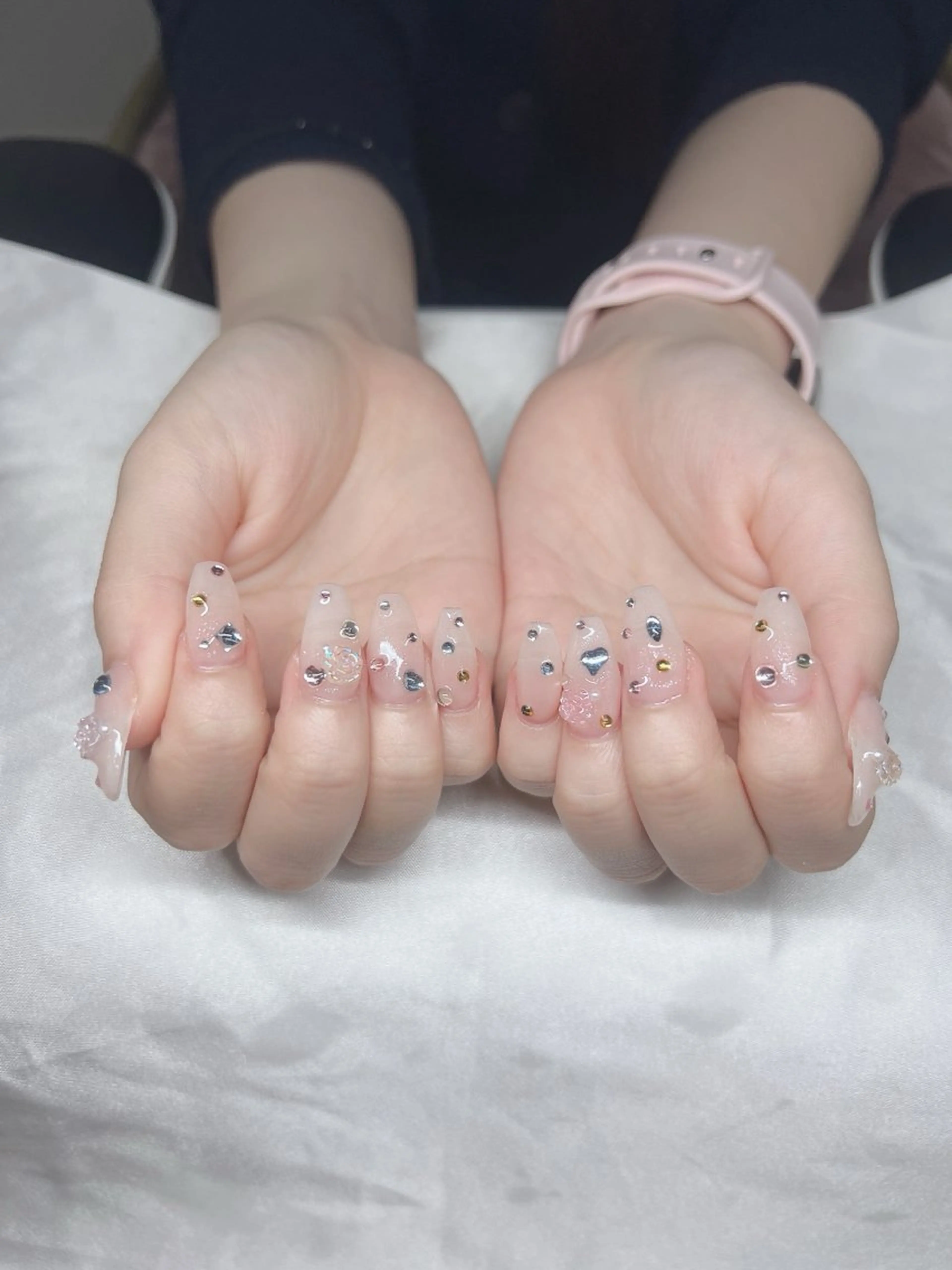 ネイル 長さ出し グラデーション キラキラネイル マグネットネイル ニュアンスネイル ハンドネイル Lee Nails チップ長さだし専門店のネイルデザイン