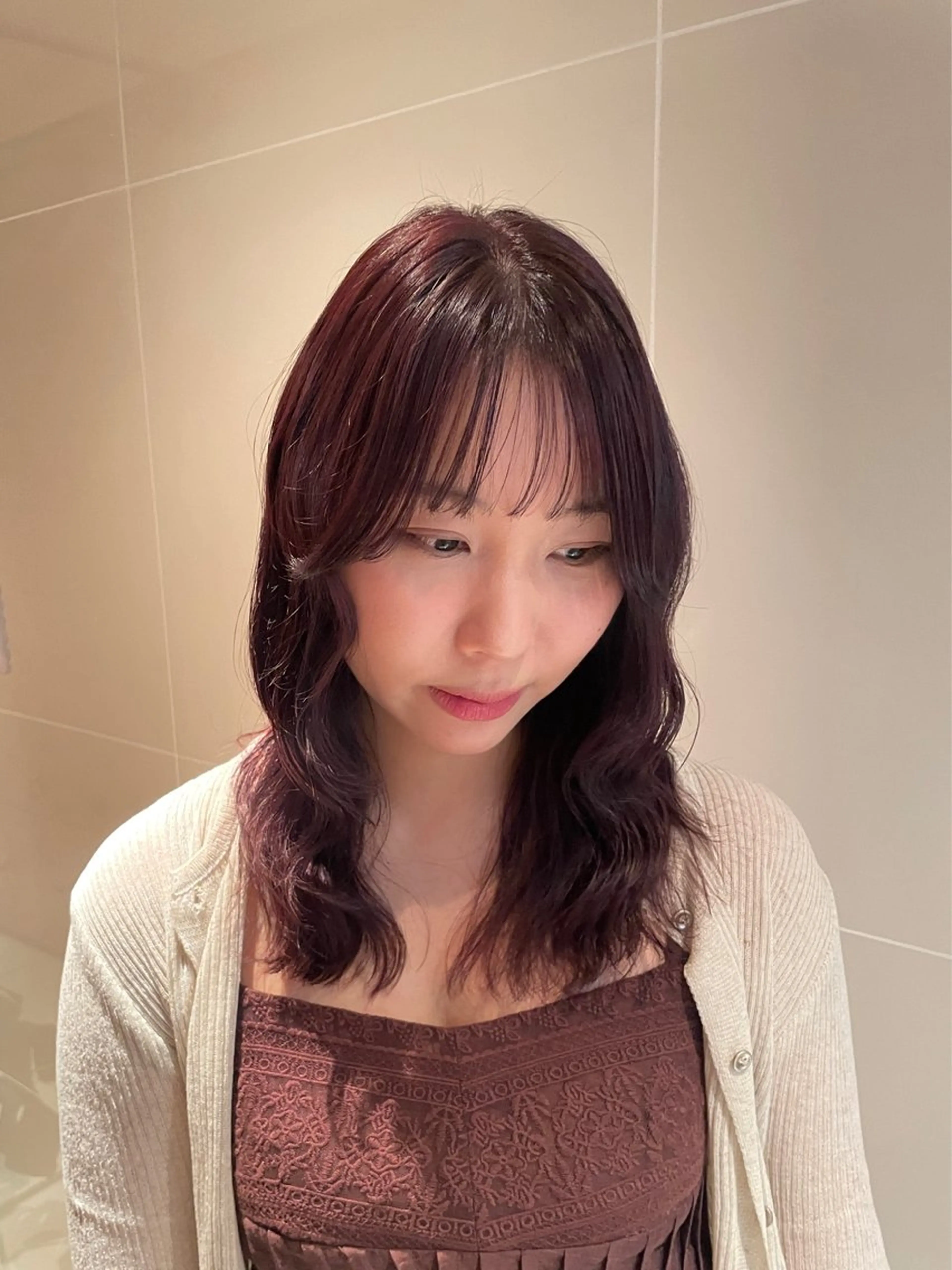 ミディアム カラー パーマ カット ヘアカラー トリートメント 縮毛矯正/レイヤー 🌙児玉光瑠のヘアスタイル