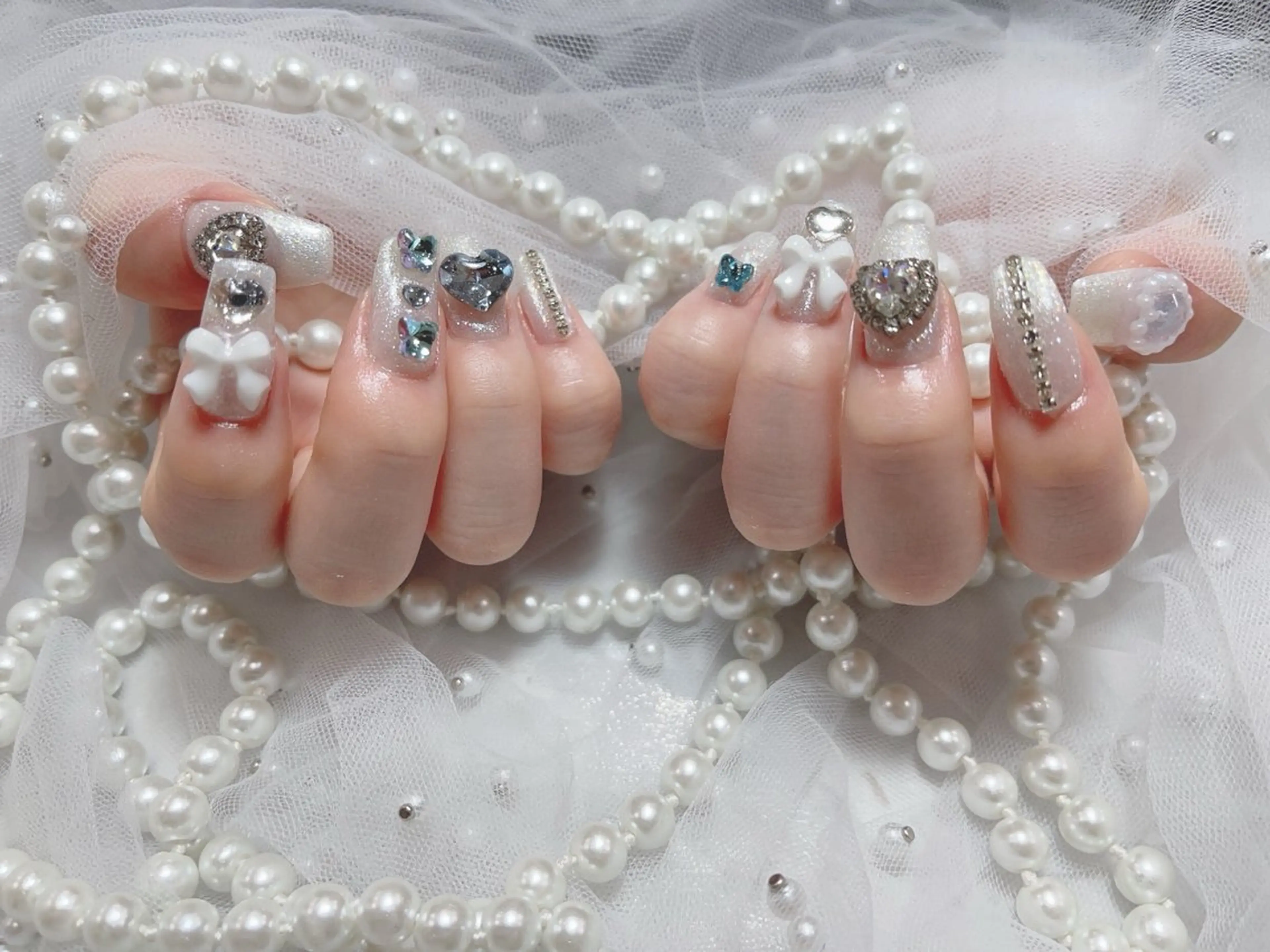 ネイル アートネイル フラッシュネイル フレンチネイル ガラスフレンチ グラデーション M2beauty Renaのネイルデザイン