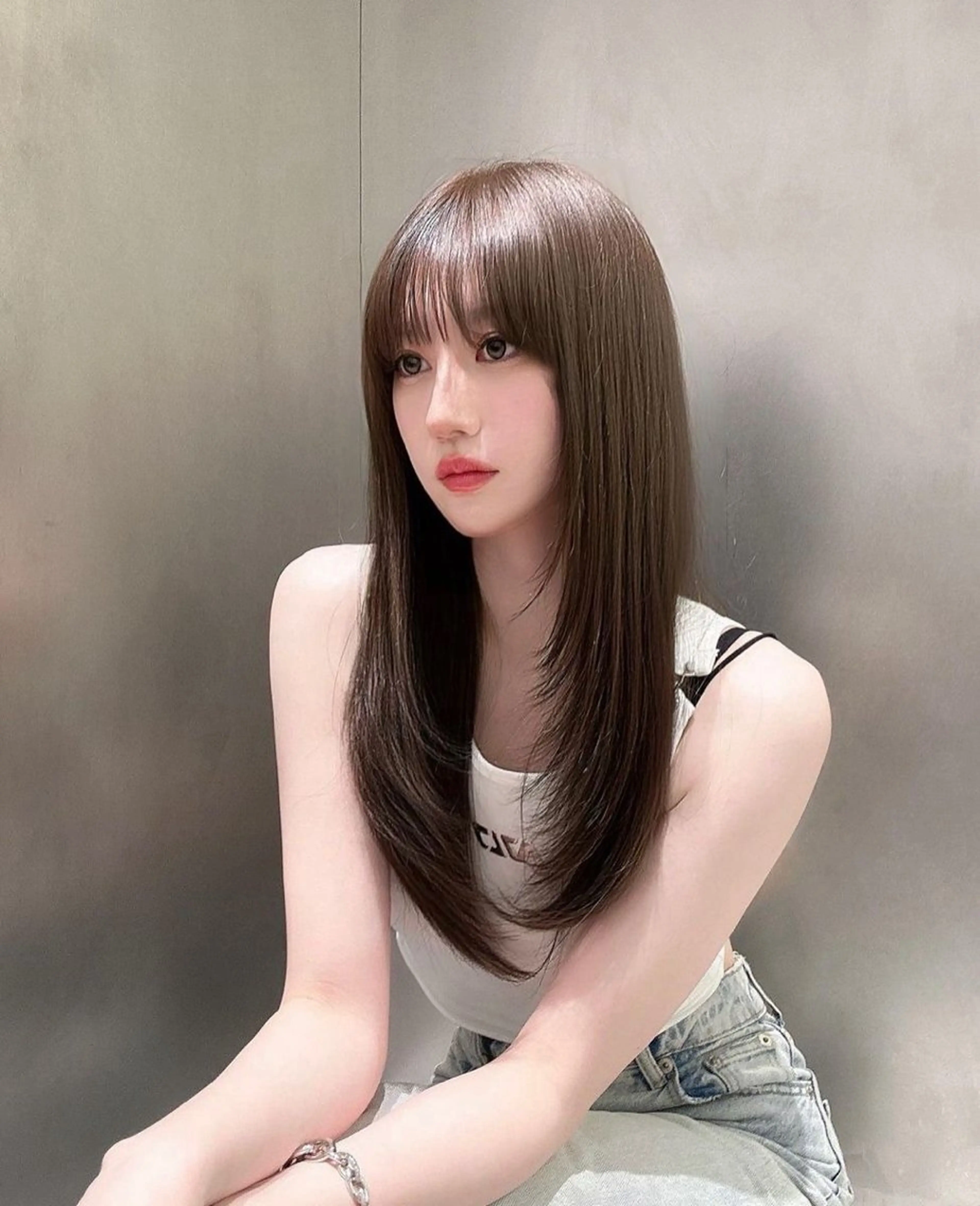 ロング 小顔見えカット/ 韓国レイヤー🇰🇷のヘアスタイル