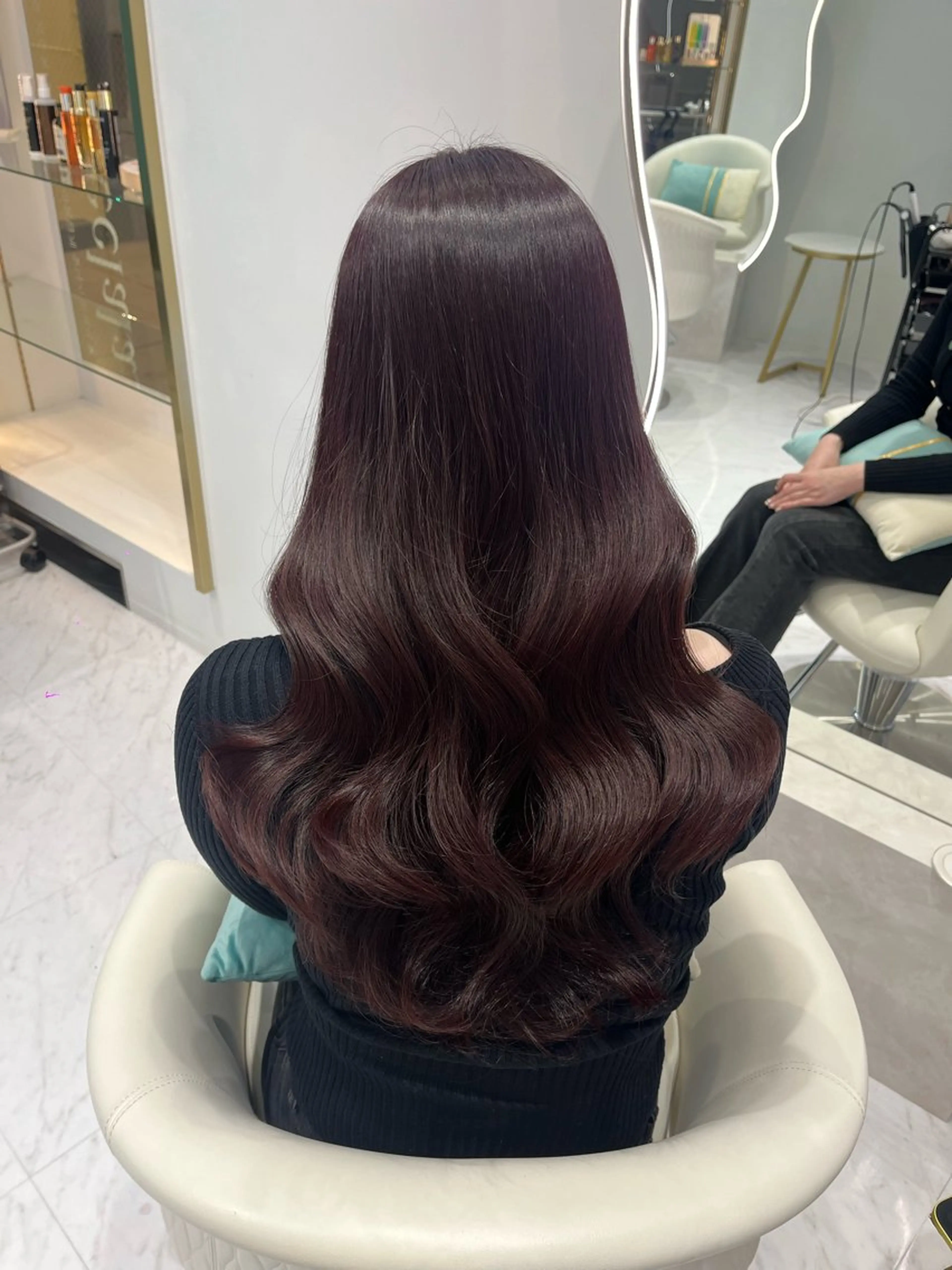 ロング カラー カシス ラベンダーカラー カット ヘアカラー トリートメント 名駅/大人韓国ヘア 艶カラー/Rihoのヘアスタイル