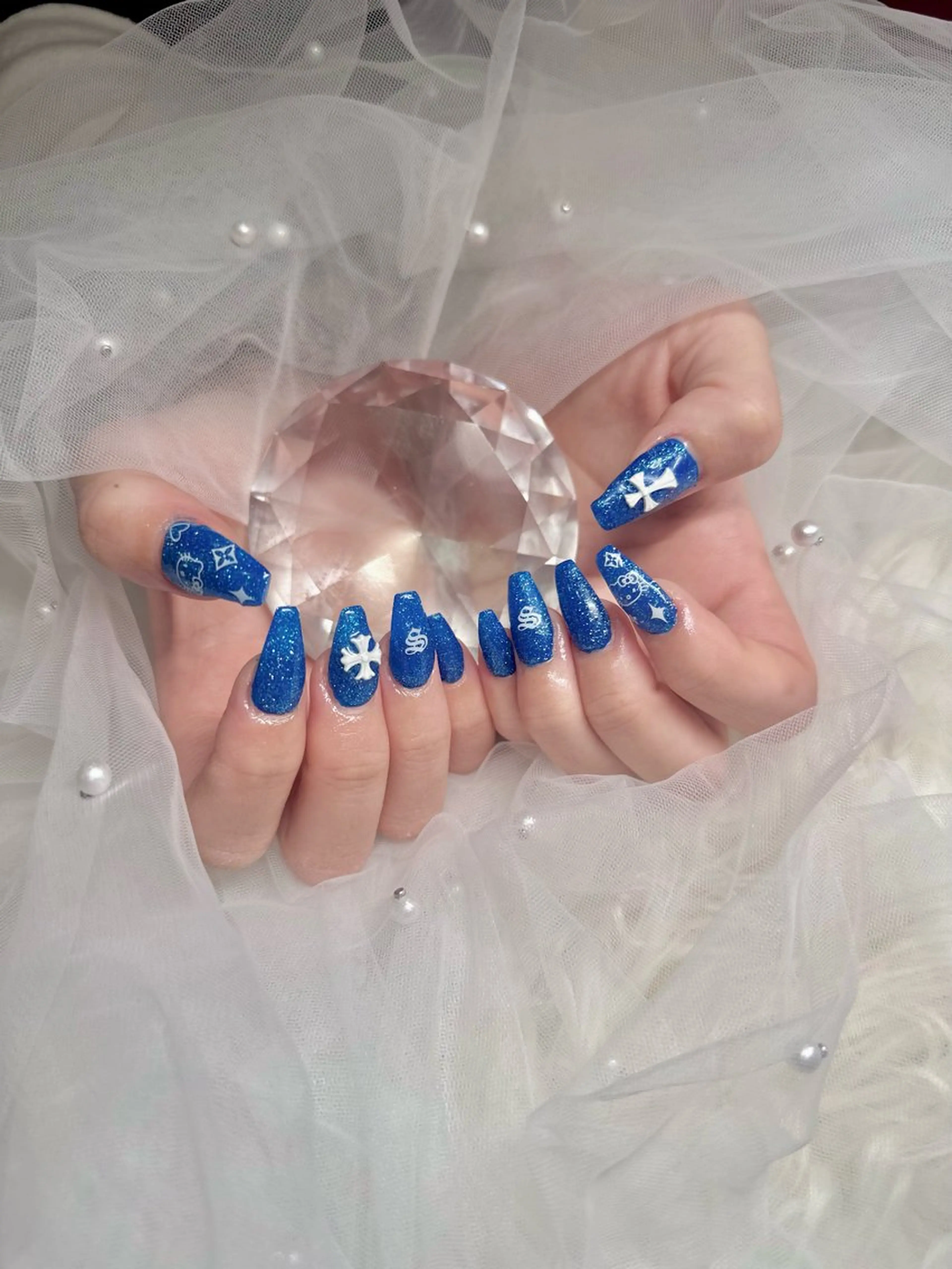 ネイル ブルー ラメ(グリッター) JillNails Niinaのネイルデザイン