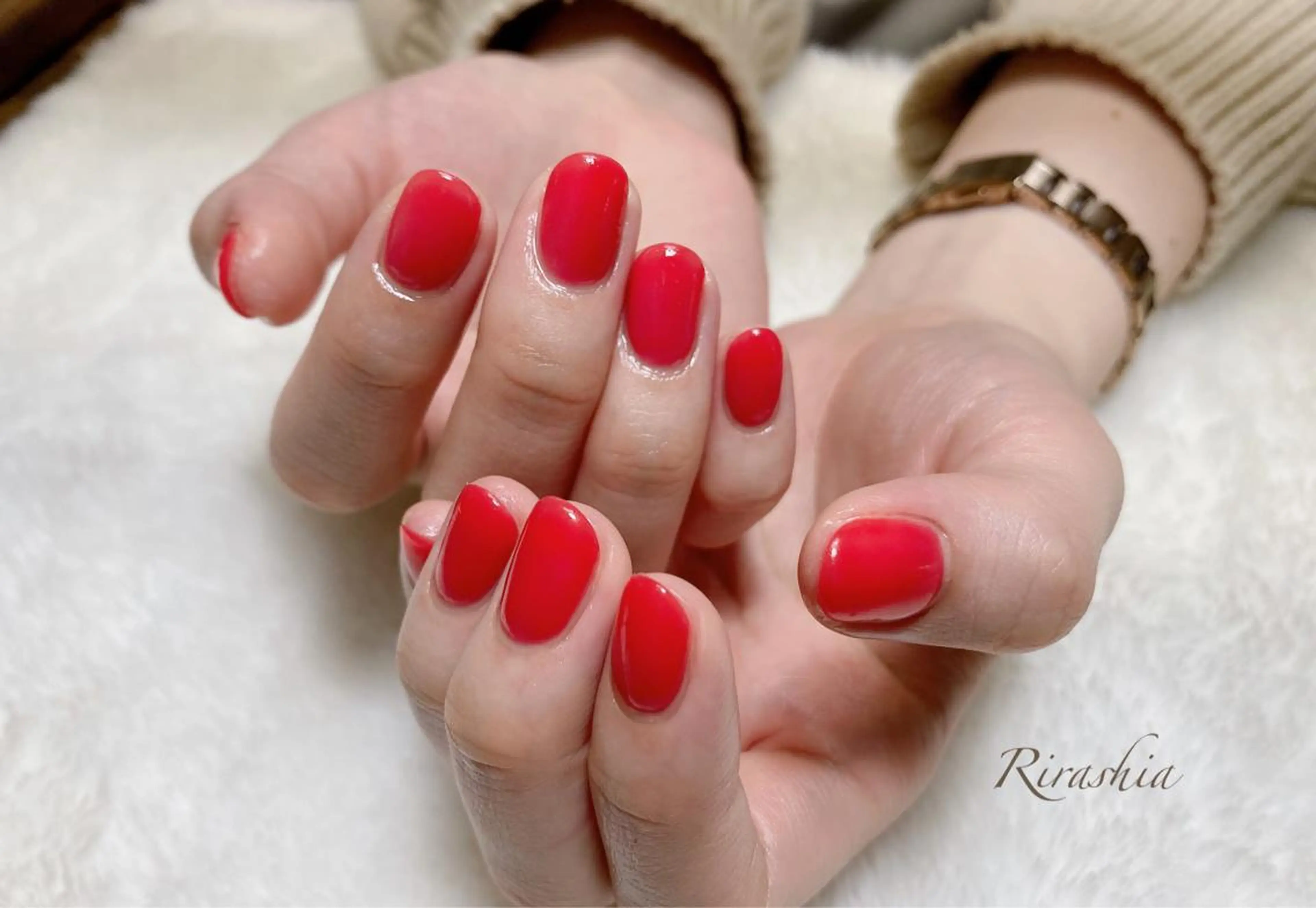 ネイル 赤色 ハンドスパ｜ネイル Rirashaのネイルデザイン