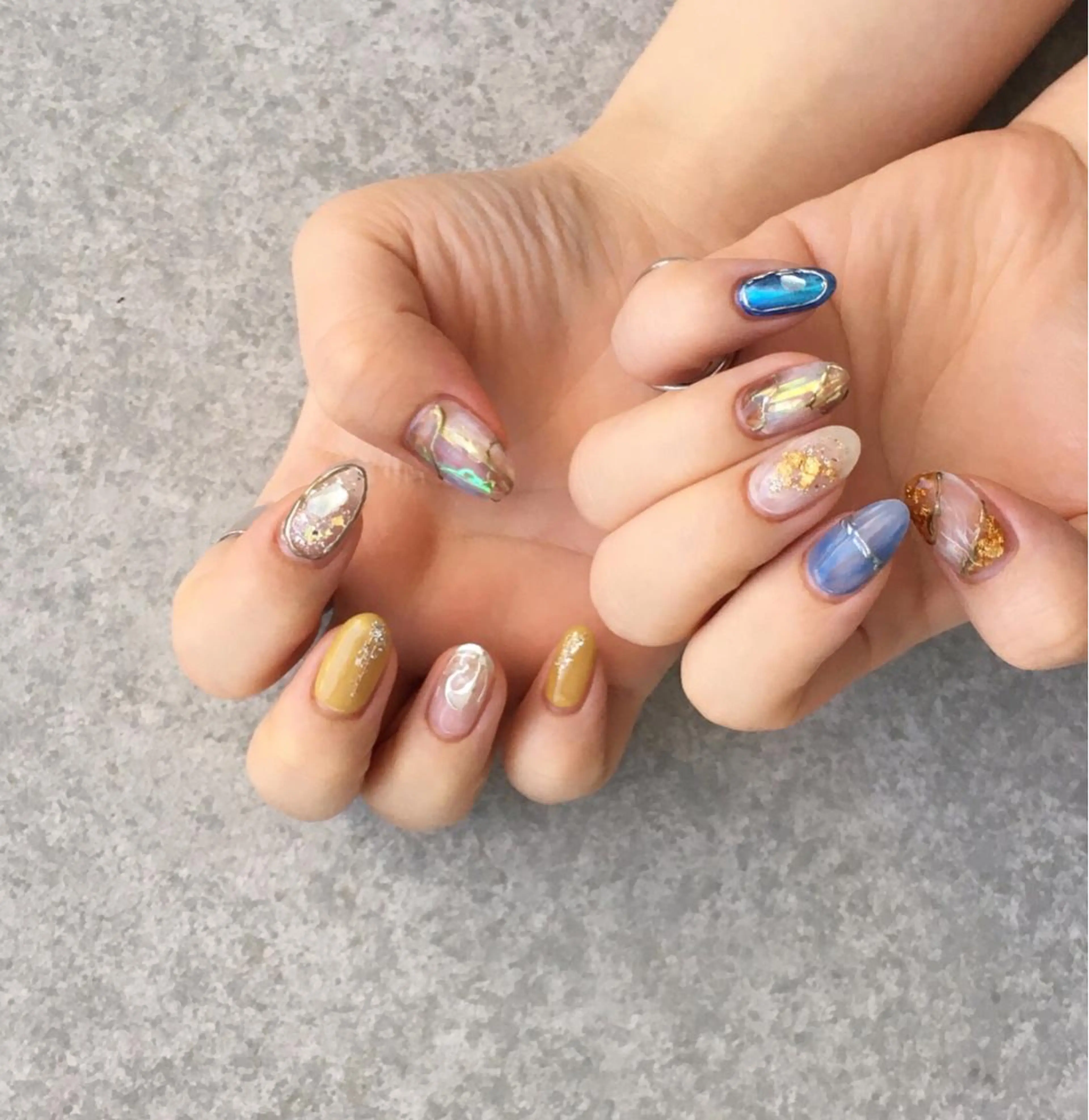ネイル アートネイル 長さ出し ジェルネイル マットネイル ミラーネイル ハンドネイル nail salon Soeurのネイルデザイン