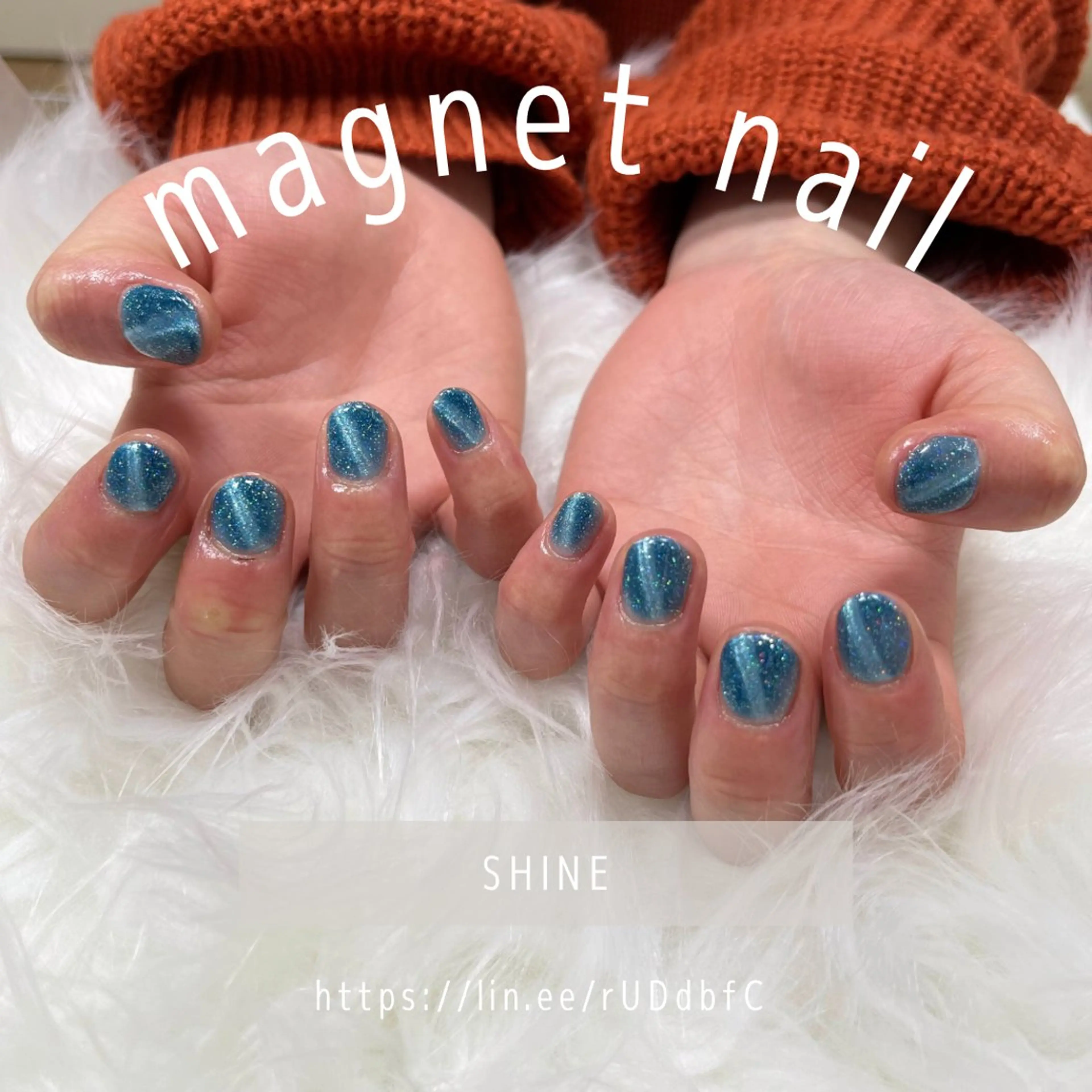ネイル ブルー マグネットネイル SHINE nail salonのネイルデザイン