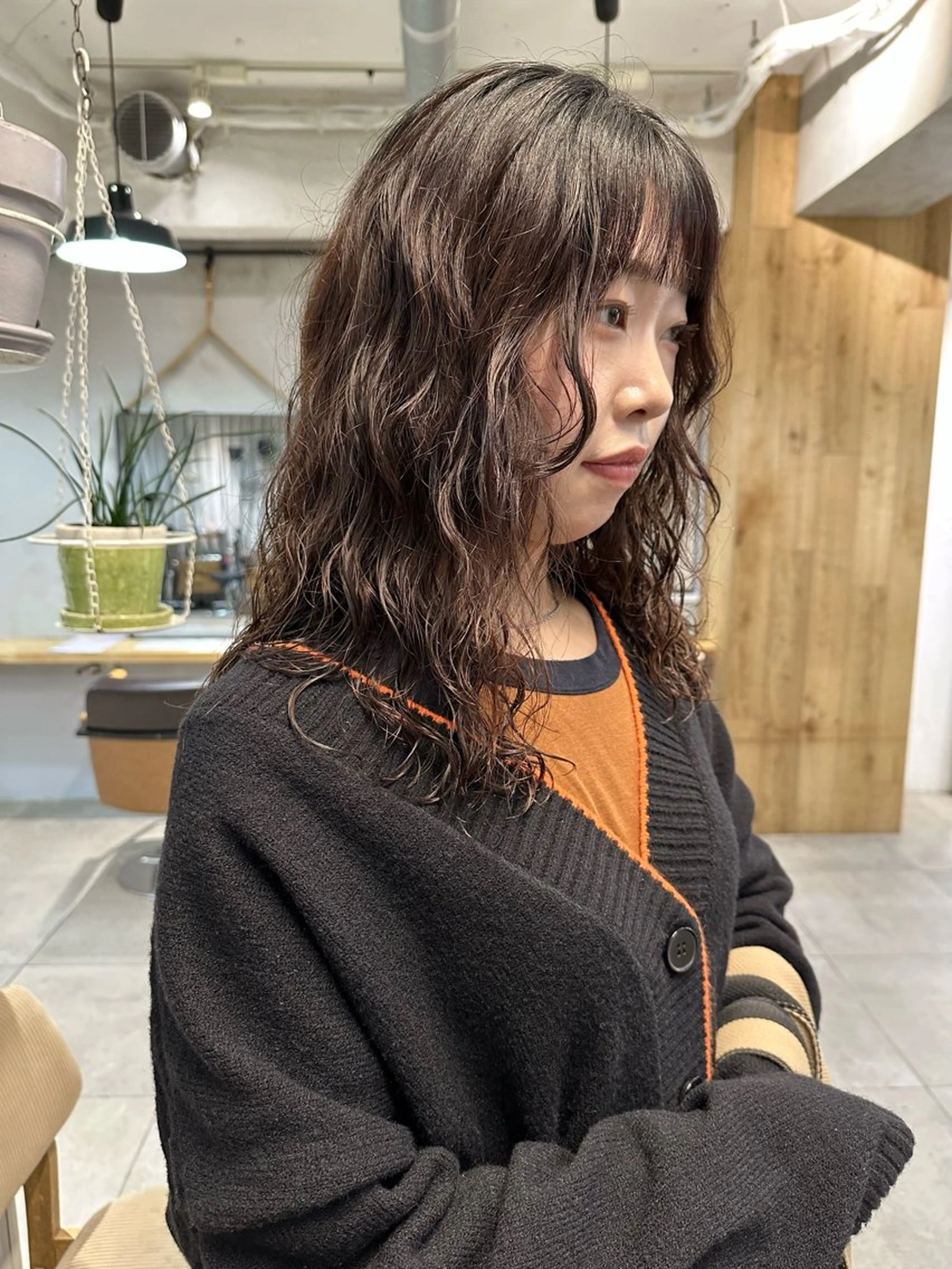 セミロング パーマ セミロングパーマ カット パーマ 艶ストレート✨透明感 カラー🎀♡mariのヘアスタイル