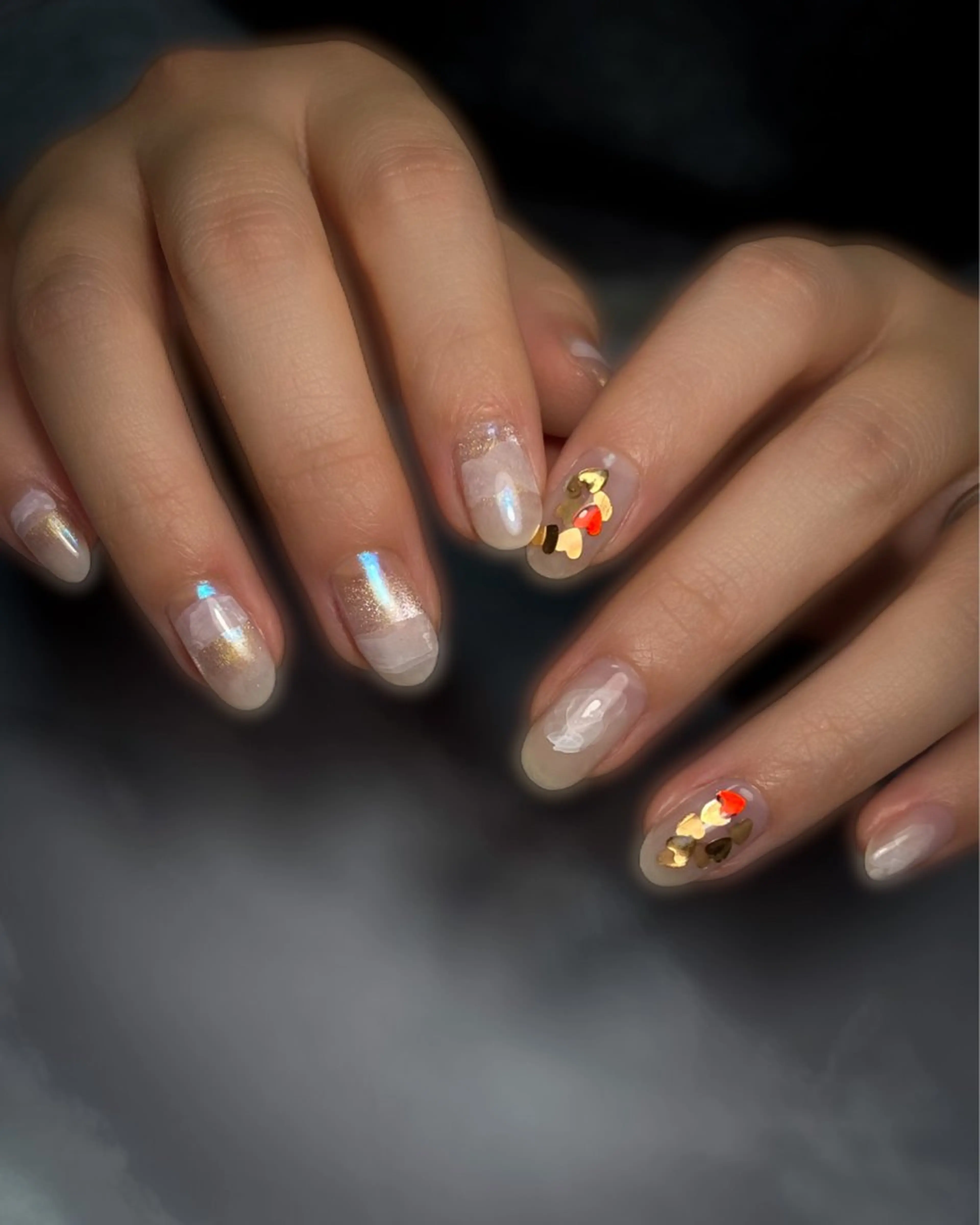 ネイル ハート 持ち込み ワンカラーネイル ハンドネイル &.nail/ ニュアンス/持込み可のネイルデザイン