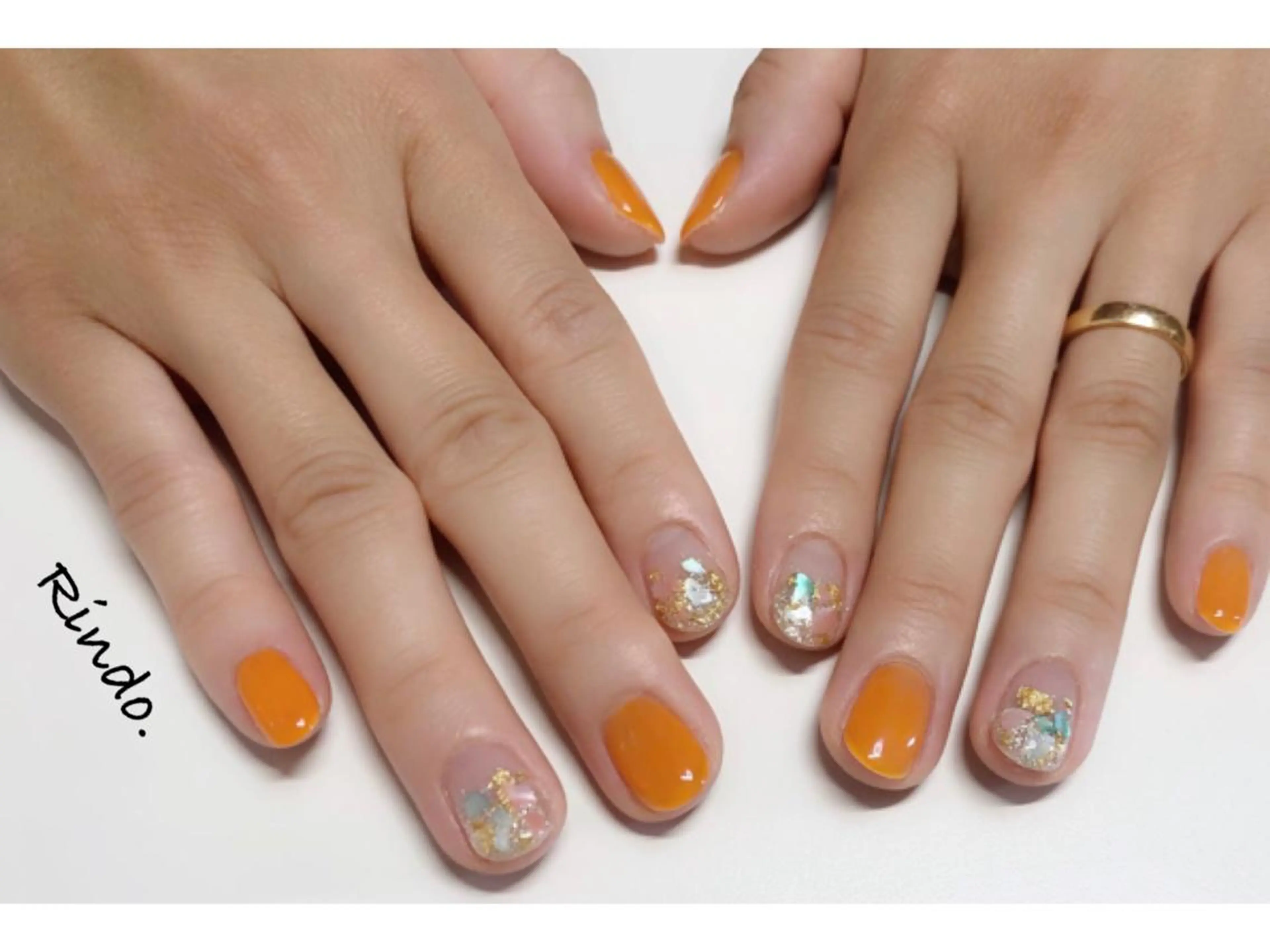 ネイル オレンジ ハンドネイル Rindo.ネイル ♡耳つぼジュエリーのその他イメージ