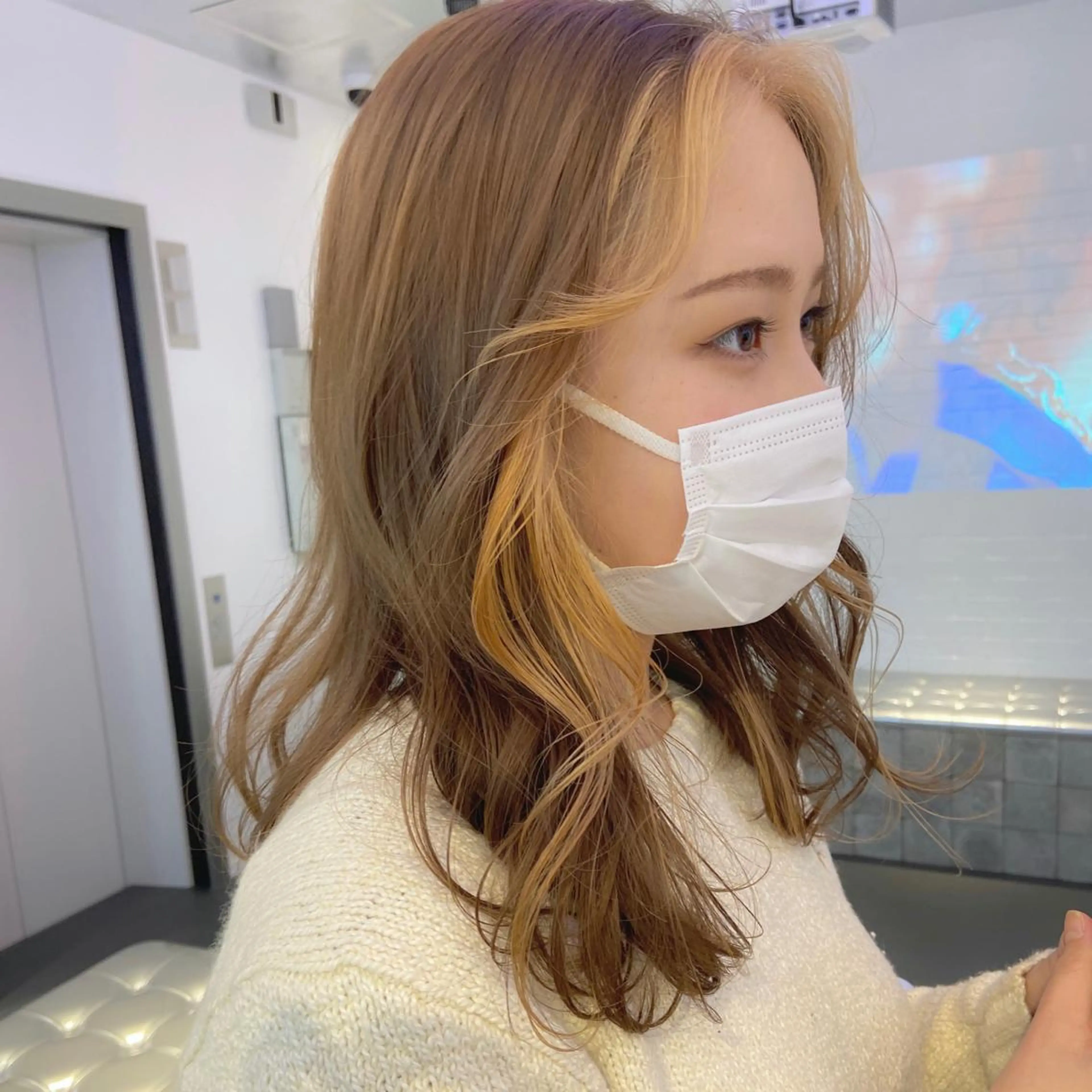 セミロング カラー ヘアアレンジ ミストバング  フェイスフレーミング 天神レイヤーカット No.1💖マユカのヘアスタイル