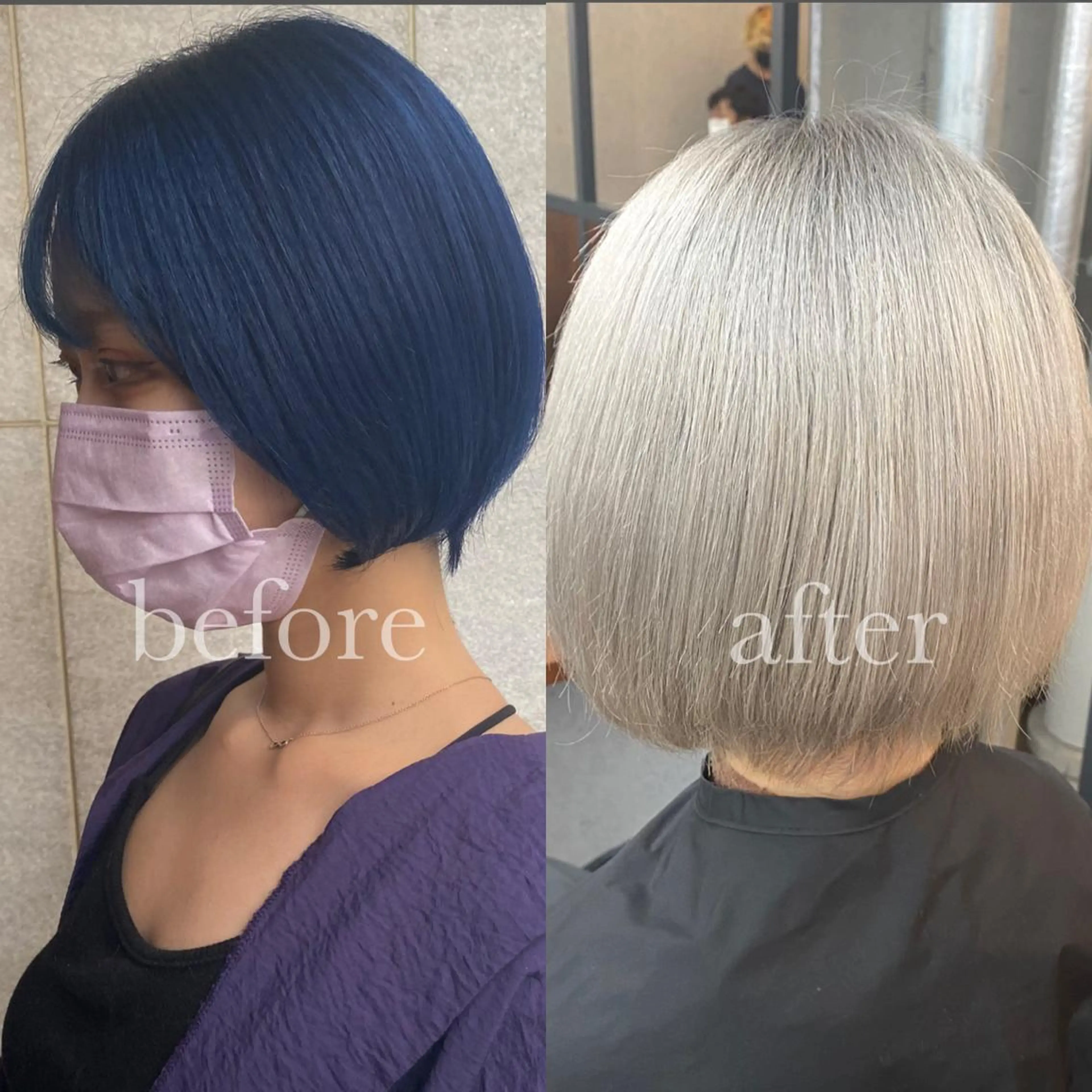 ショート カラー ブルーカラー シルバー ハイトーン/デザイン hirokiのヘアスタイル