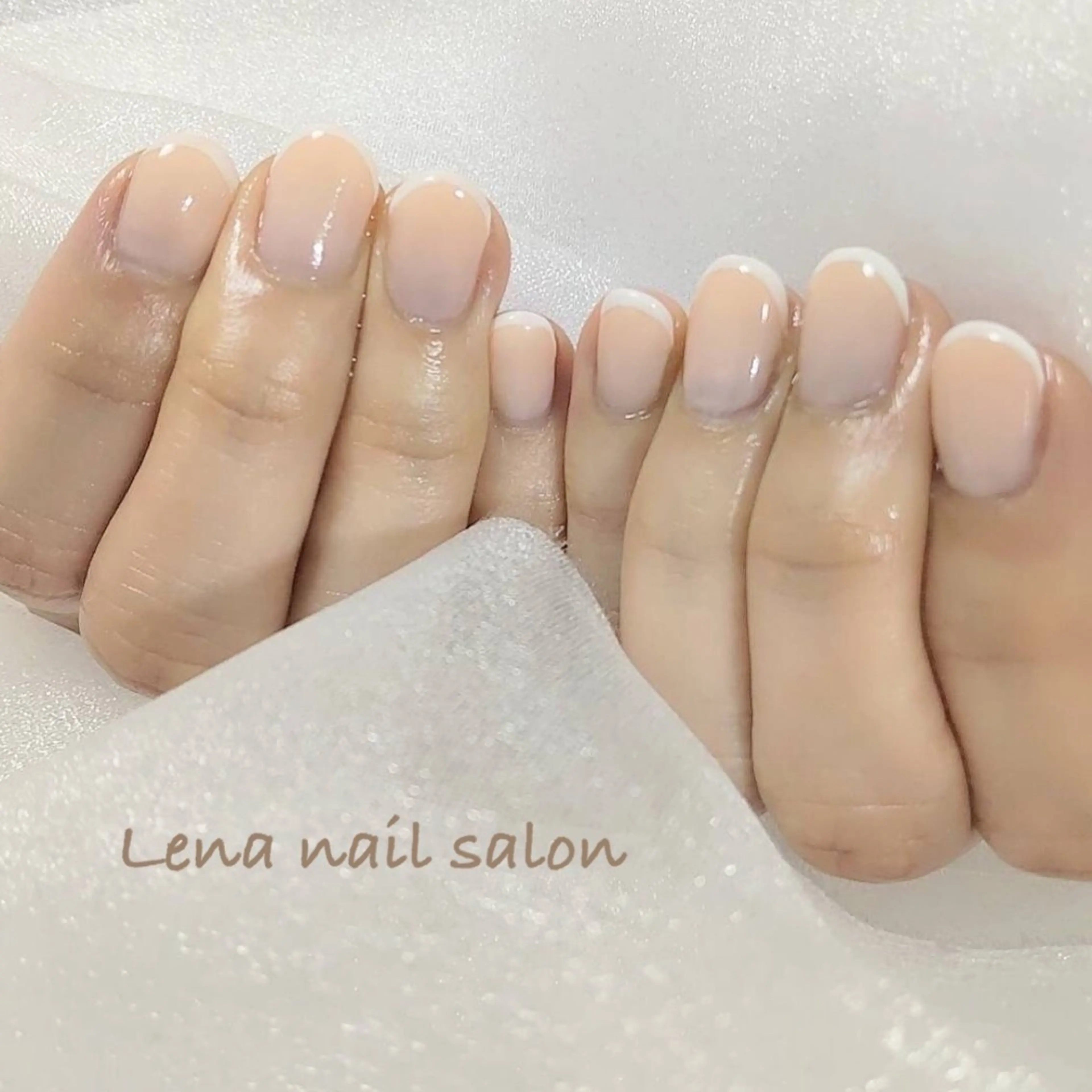 ネイル フレンチネイル ショートネイル シンプルネイル 自爪育成ネイルケア Lena  nailのネイルデザイン