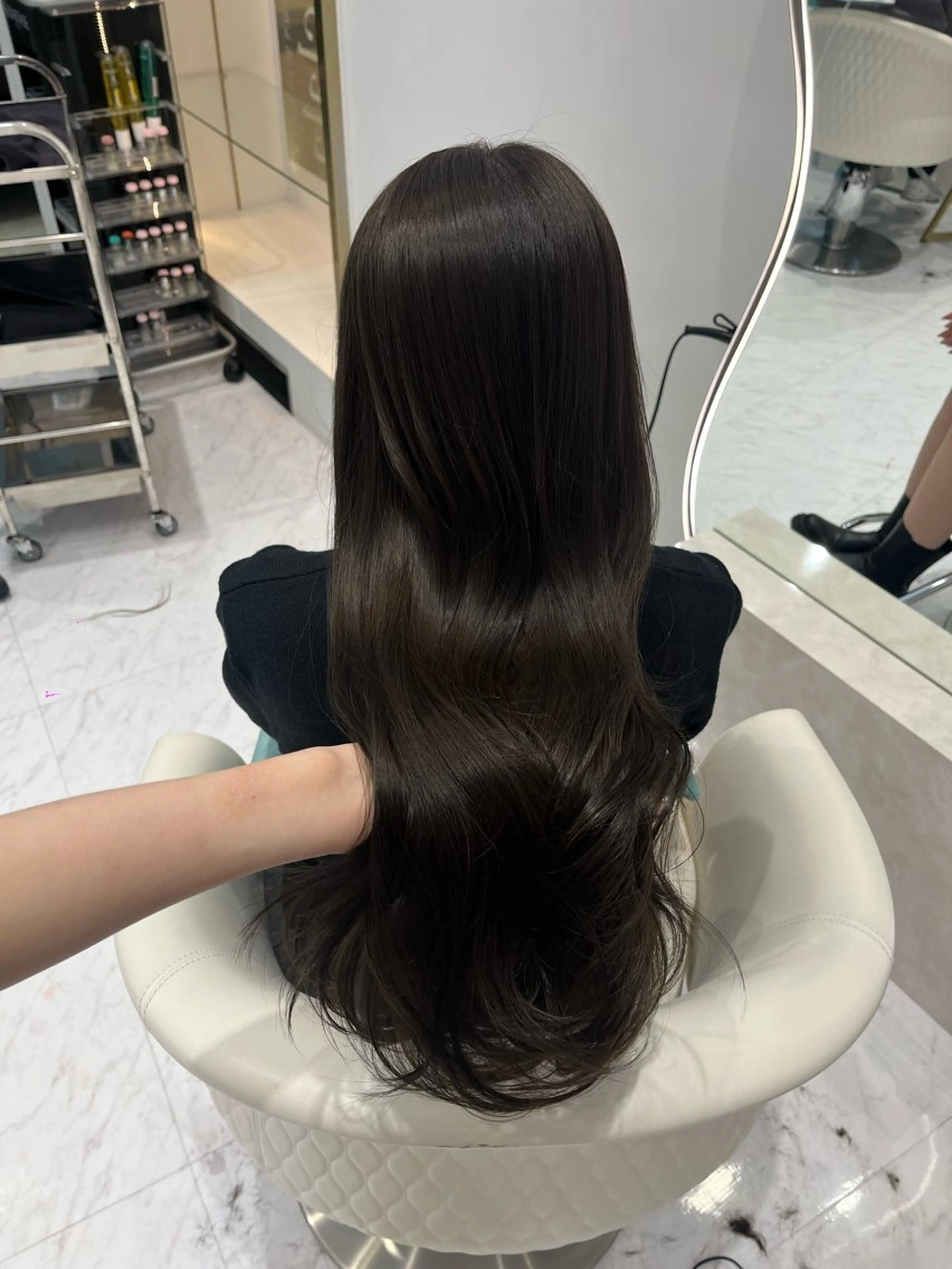 ロング カラー グレージュ カット ヘアカラー トリートメント 名駅/大人韓国ヘア 艶カラー/Rihoのヘアスタイル