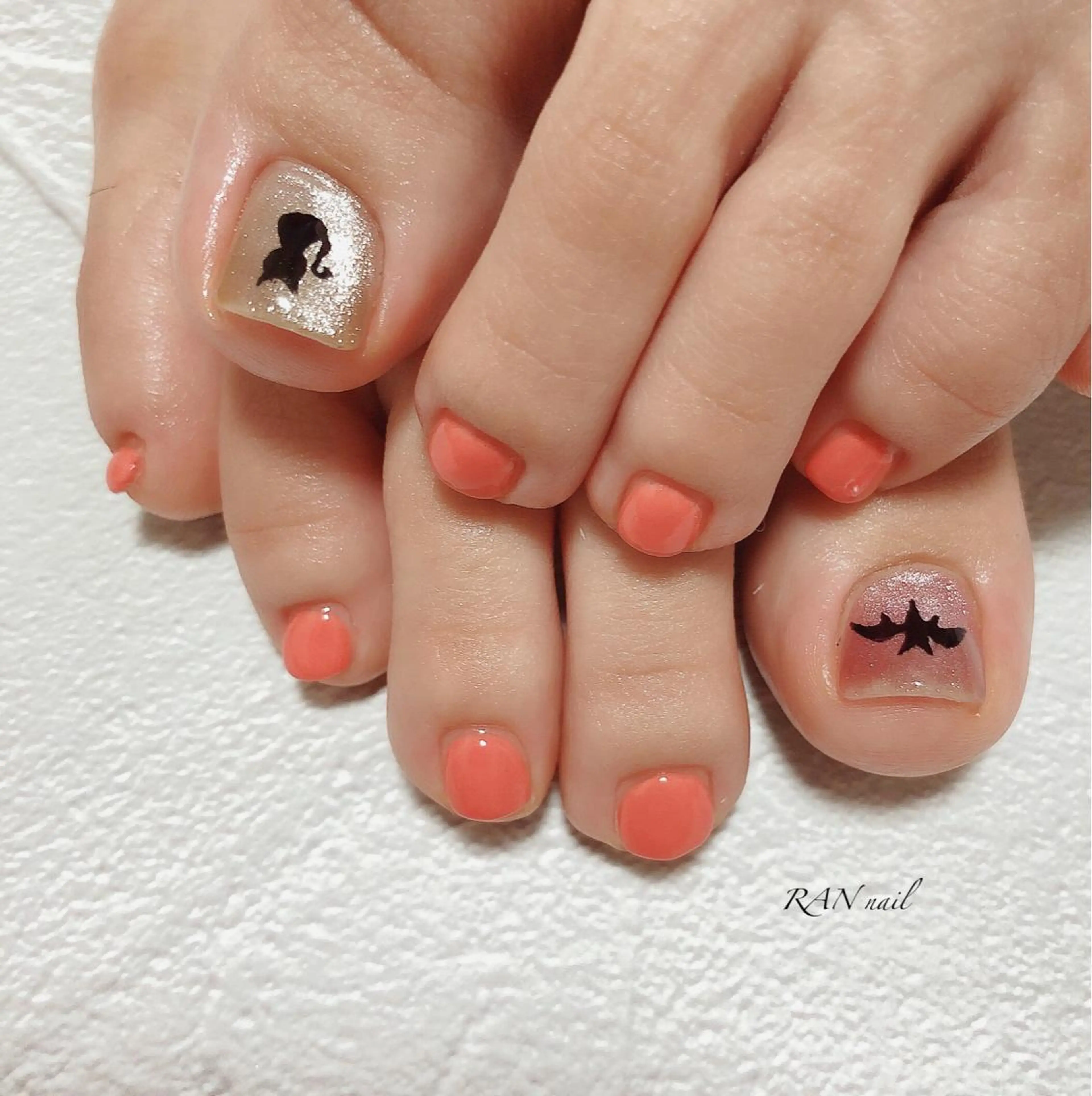 ネイル ジェルネイル ハロウィン マグネットネイル オフィスネイル オレンジ ハンドネイル フットネイル RAN nailのネイルデザイン