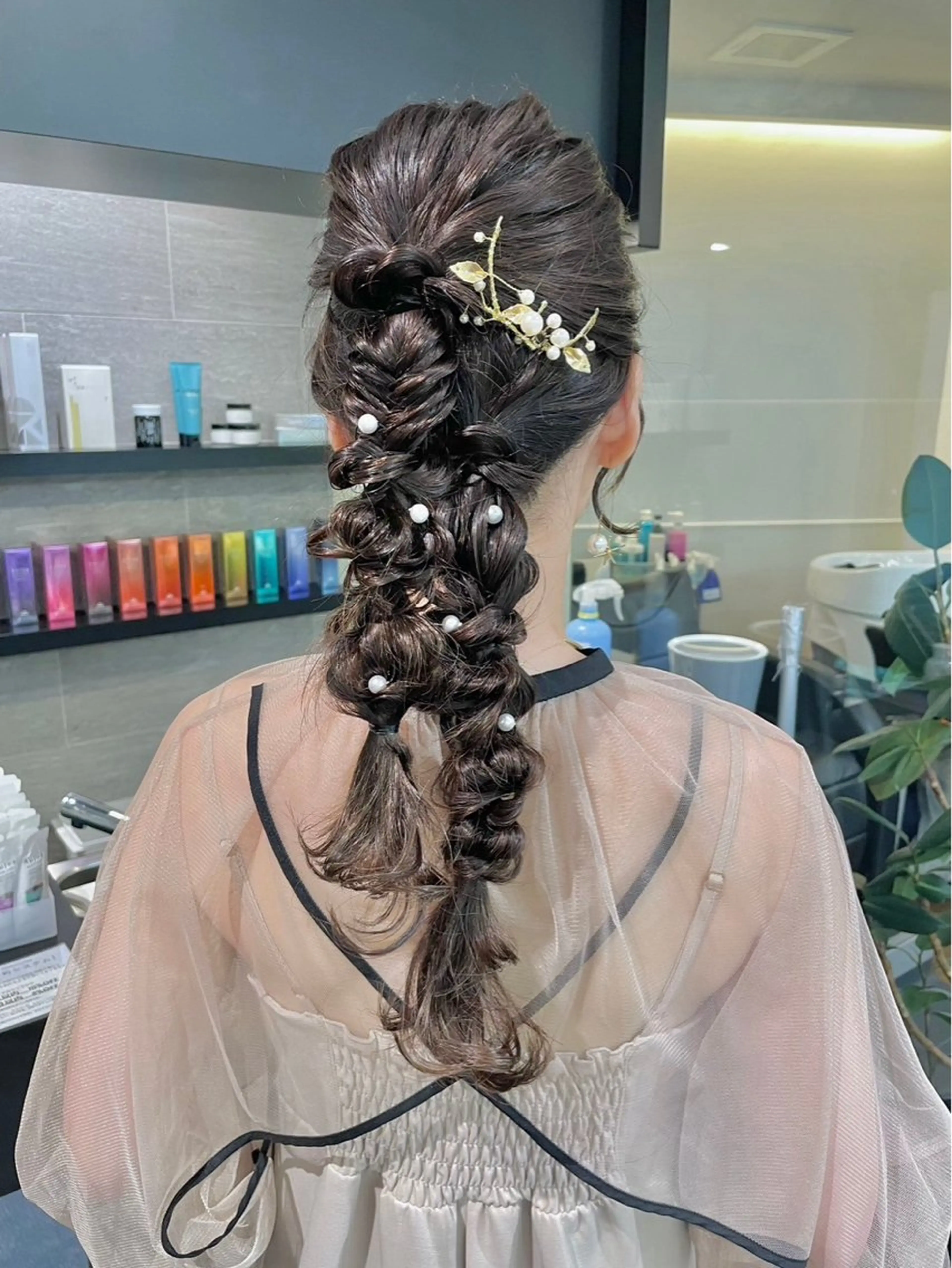 セミロング ヘアアレンジ ヘアセット ブリーチなし ダブルカラー/ゆなのヘアスタイル