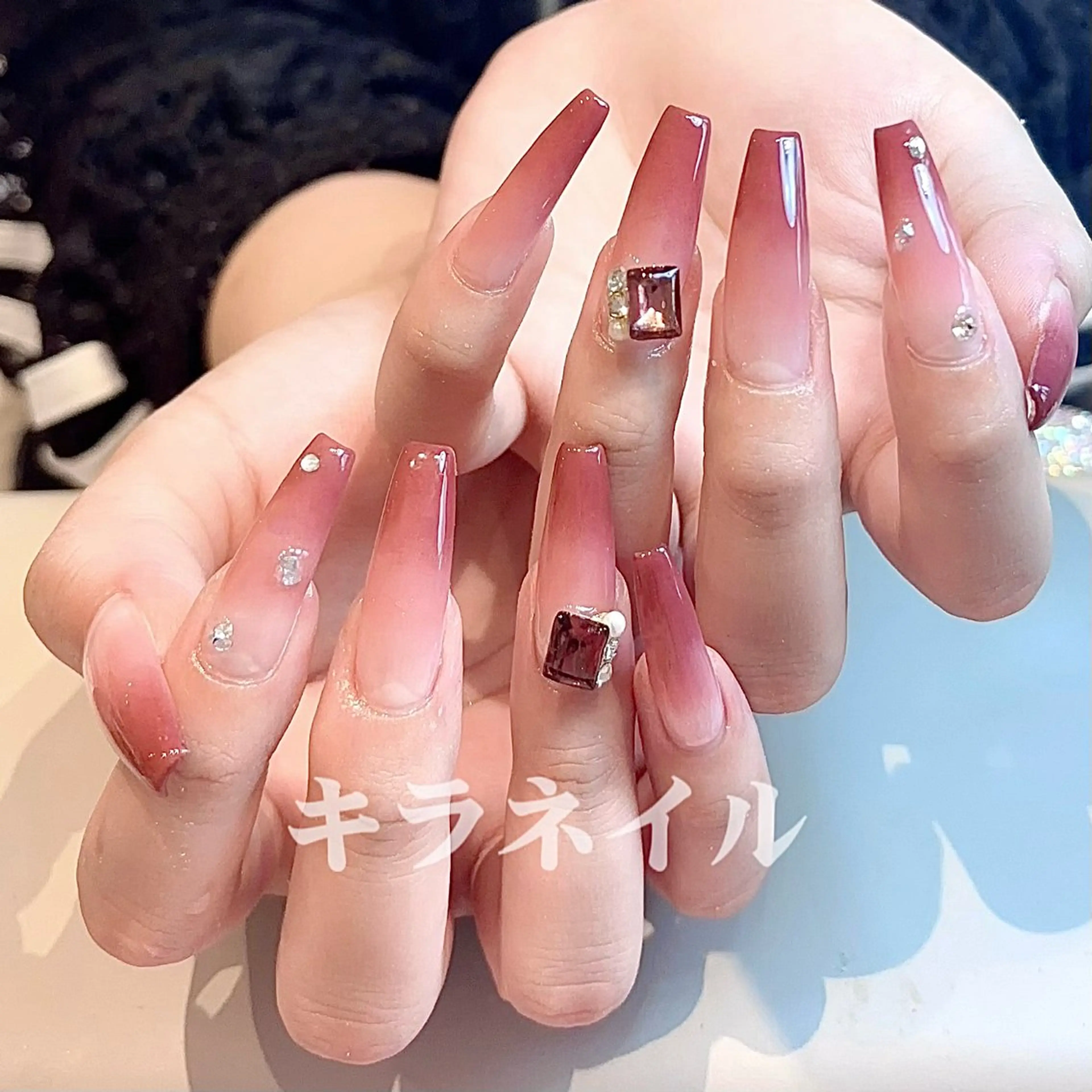 ネイル ハンドネイル 🎀kira 長さだし💗モチ最高のネイルデザイン