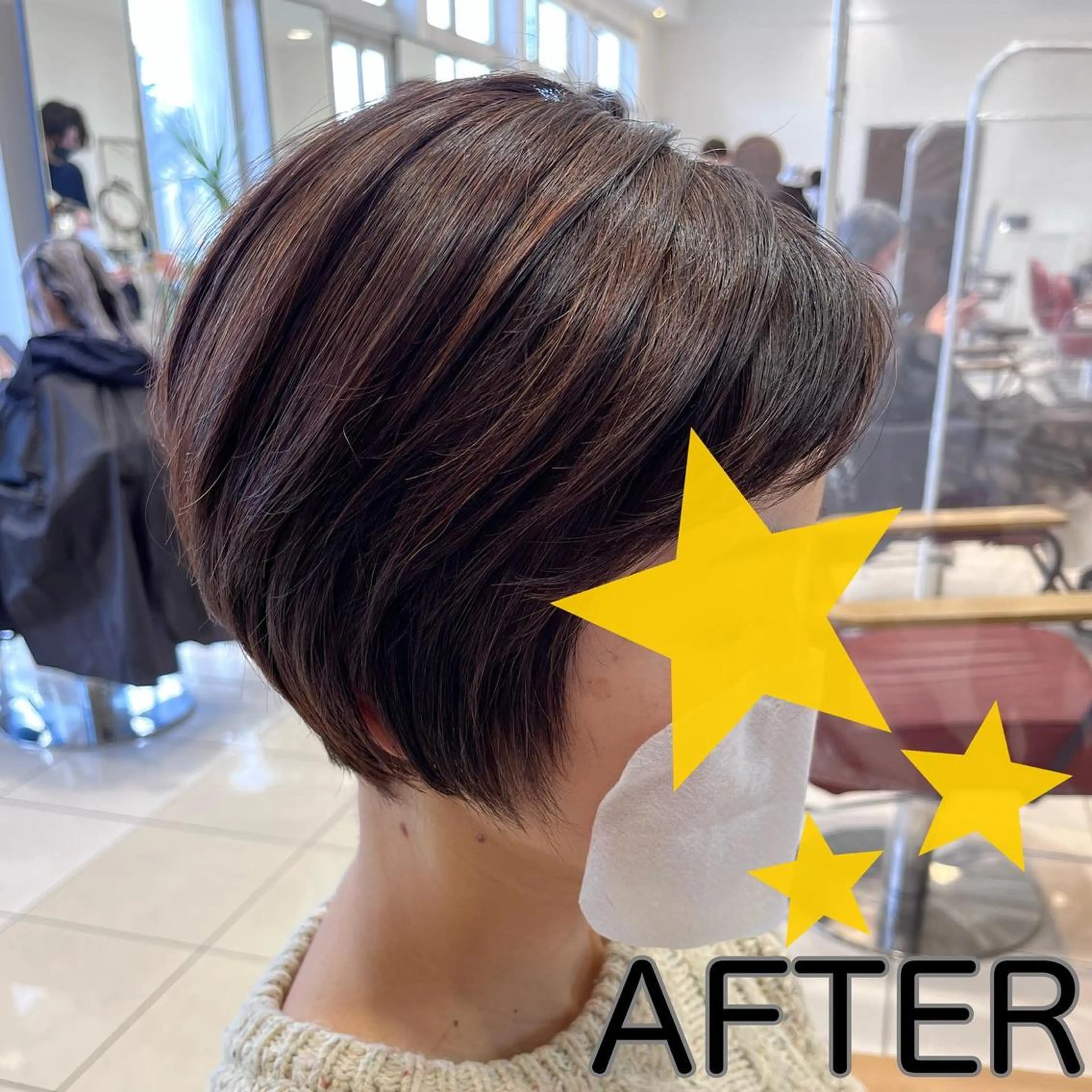 ショート 顔周りカット 卒業式のヘアスタイル ハイライト トリートメント 長津 健一郎のヘアスタイル