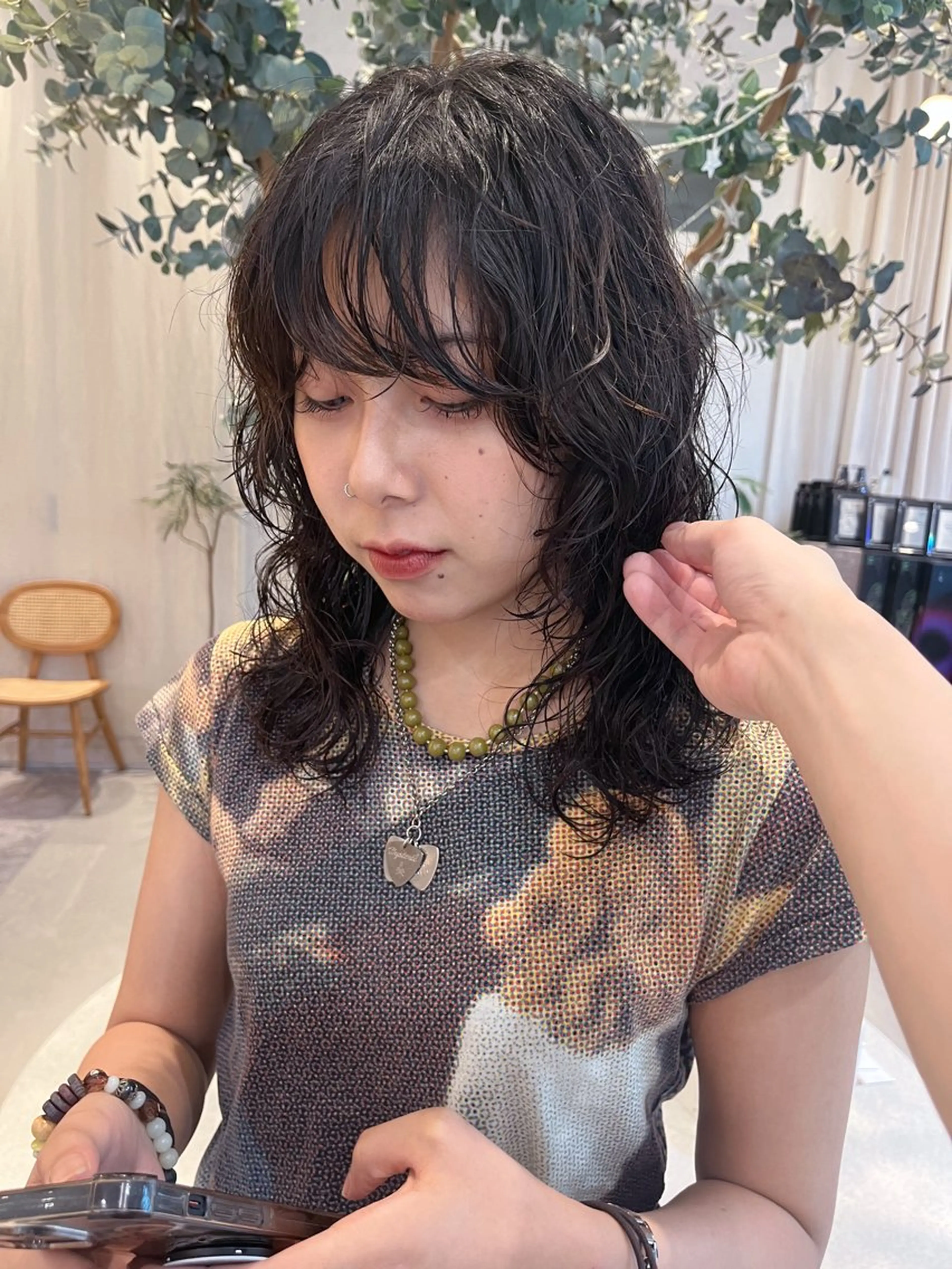 セミロング パーマ 小川 光のヘアスタイル