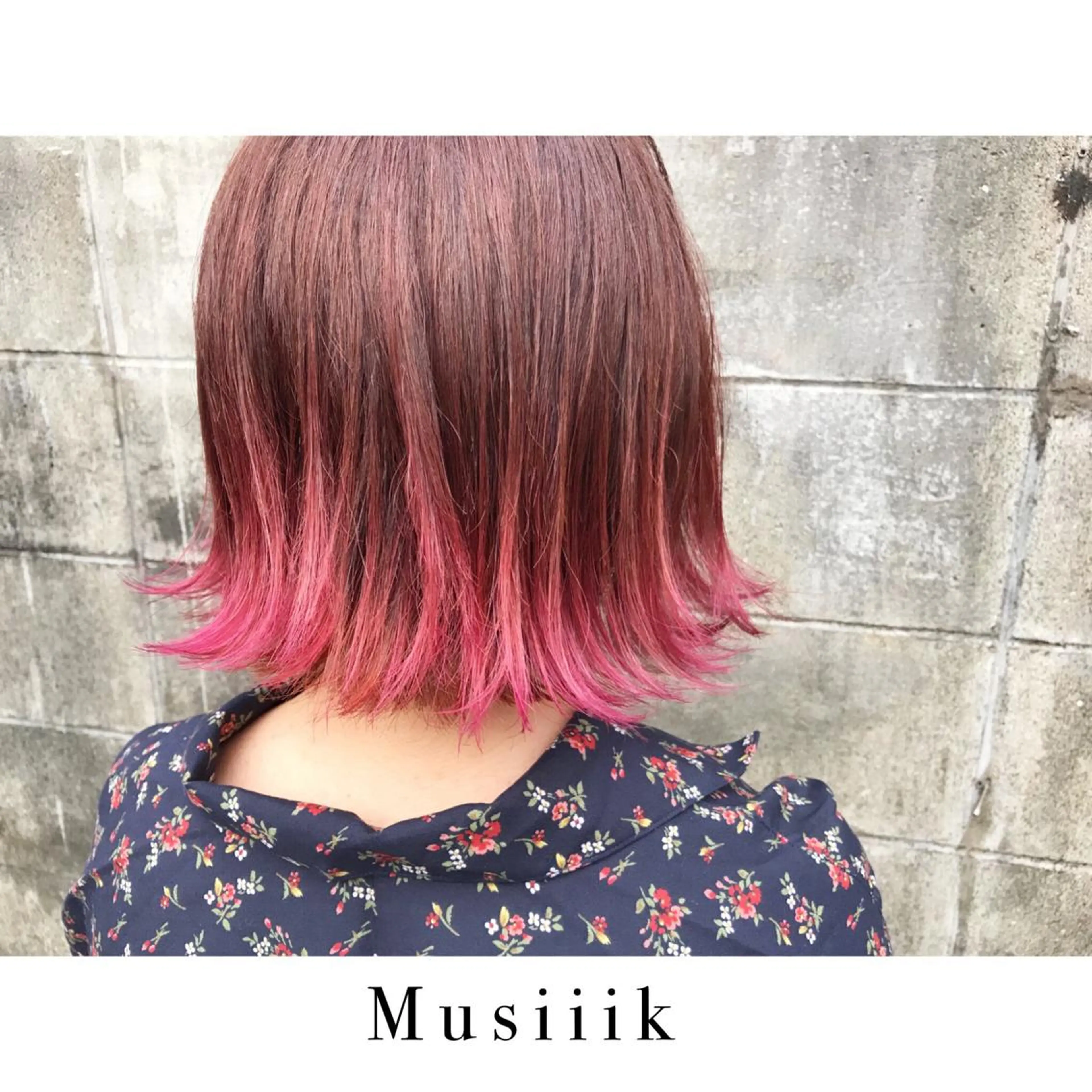 ショート カラー ブリーチ グラデーションカラー レッドカラー トリートメント Musiiik hairのヘアスタイル