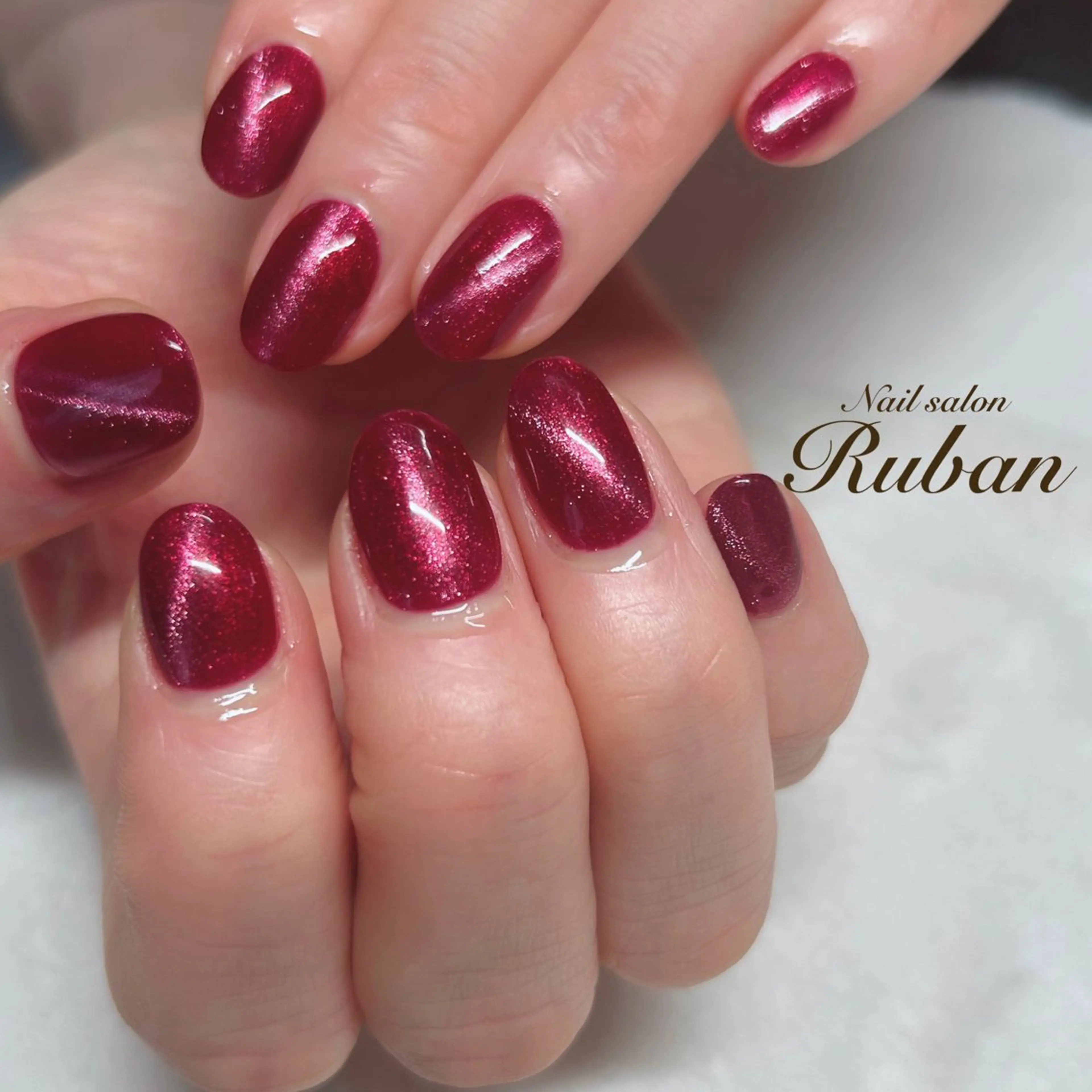ネイル ボルドー マグネットネイル ワンカラーネイル Nail salon Rubanのネイルデザイン