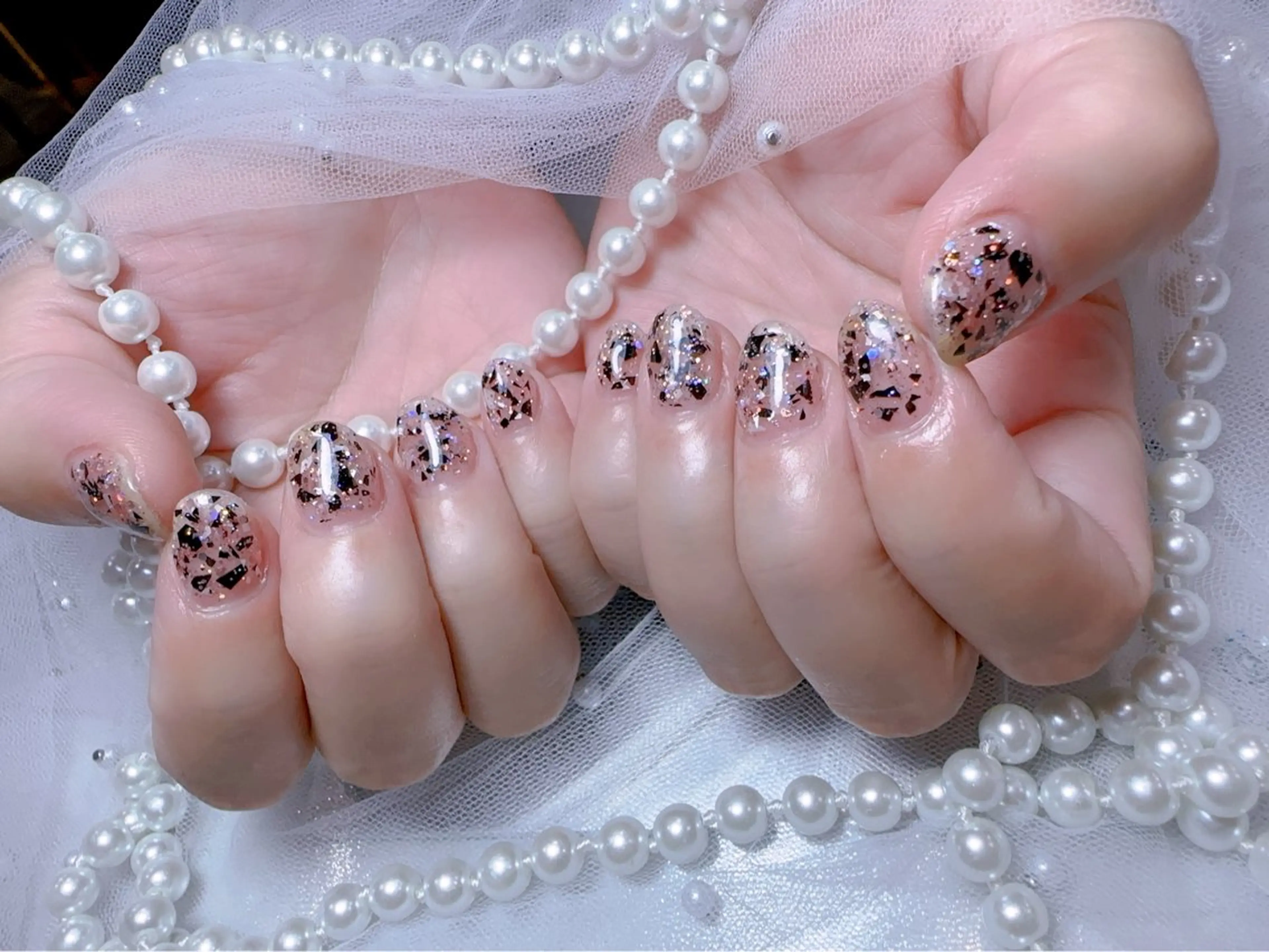 ネイル アートネイル フラッシュネイル フレンチネイル ガラスフレンチ グラデーション You&Me Miyuのネイルデザイン