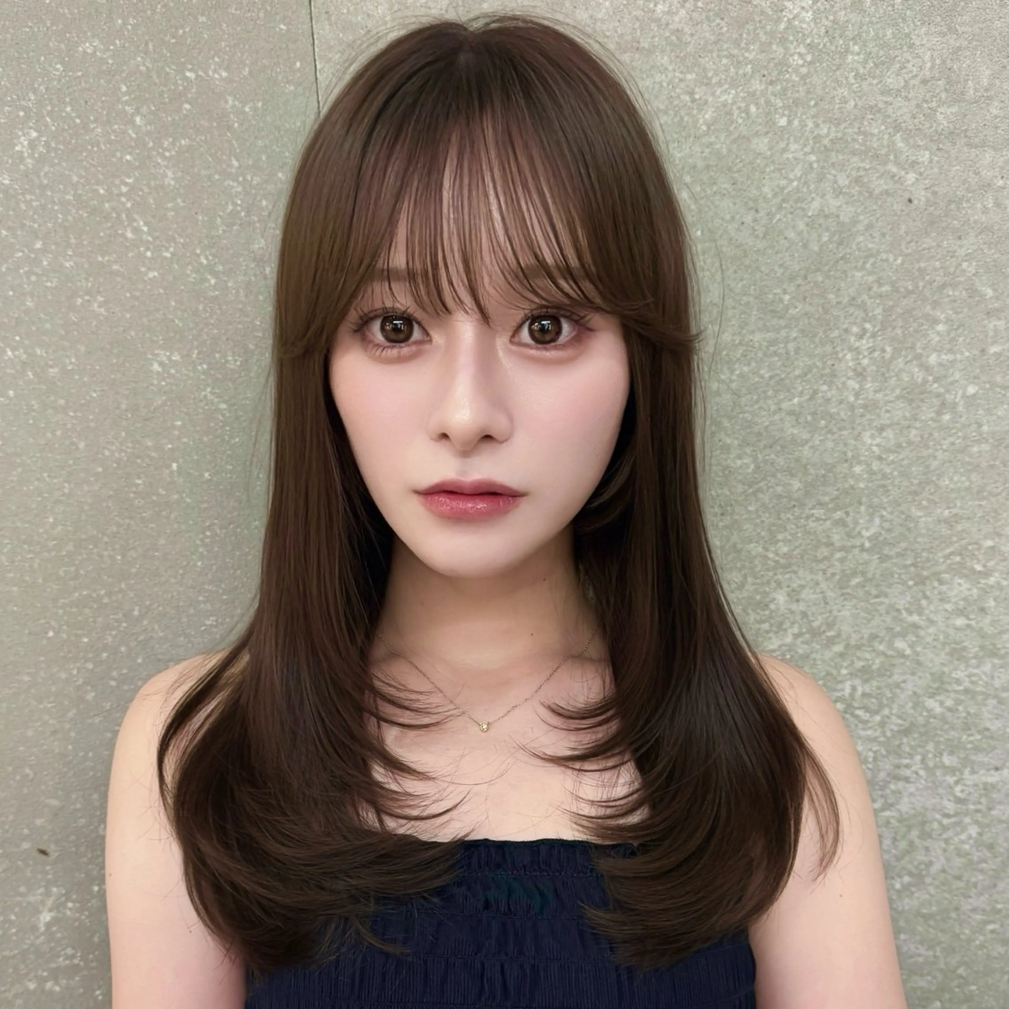 ロング カラー ベージュカラー オリーブベージュ 顔周りカット ハイレイヤー レイヤーカット カット ヘアカラー トリートメント 韓国レイヤー🇰🇷 /縮毛矯正💎/月音のヘアスタイル